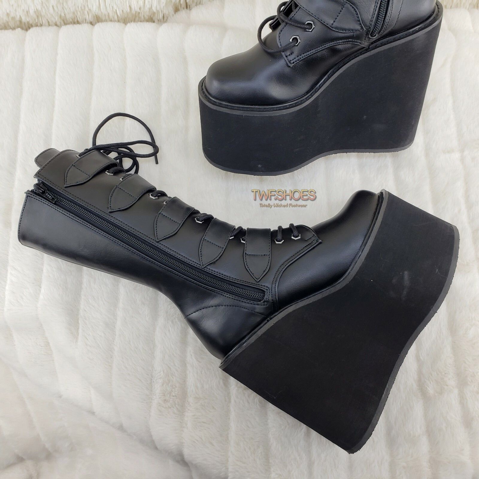 Demonia Cult DEMONIA Swing 220 Black Matte Multi Buckle Goth Mid-Calf Boo Size US 12 / IT 42 - 7 Thumbnail