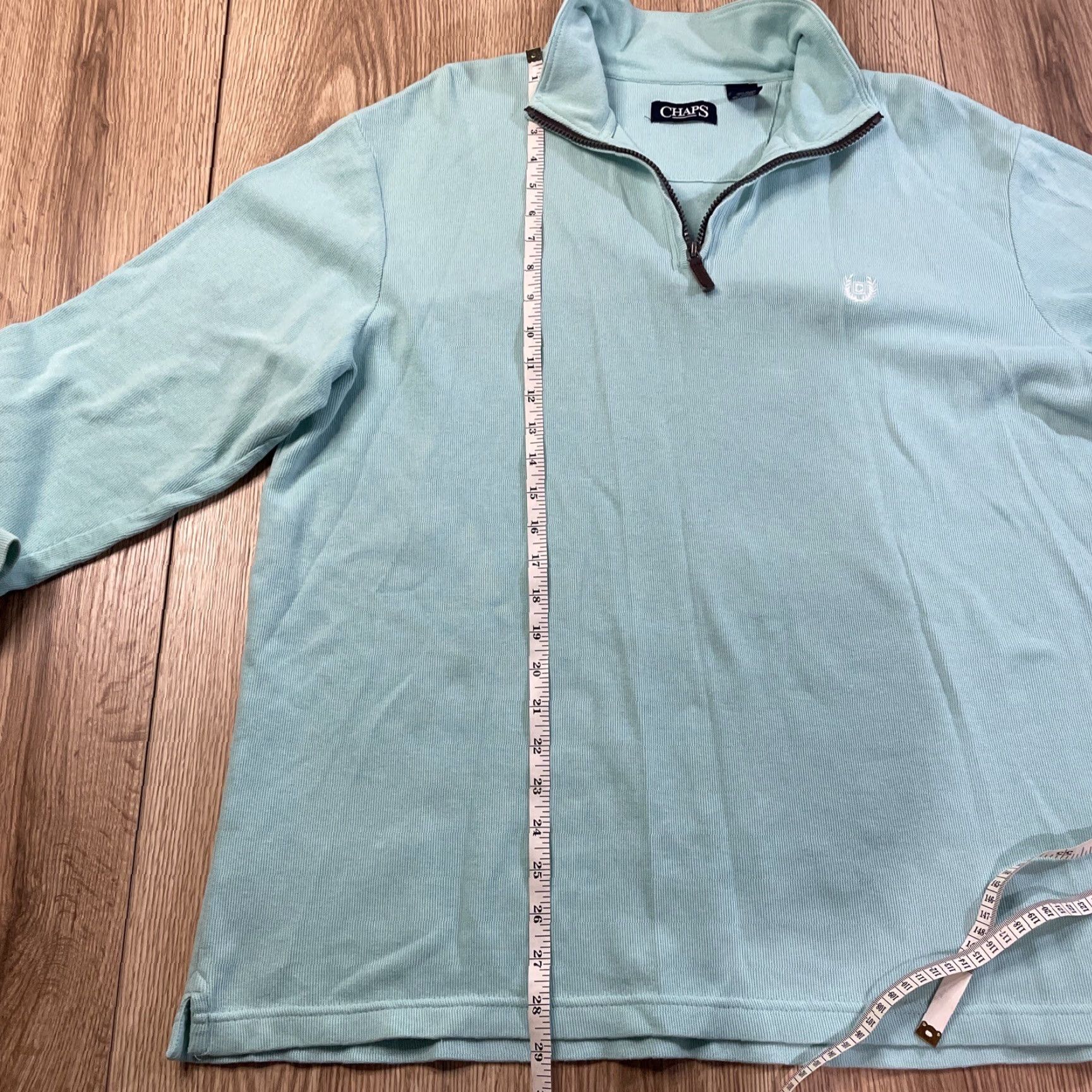 Chaps Chaps Men's Sweater Pullover Long Sleeve 1/4 Zip Logo Cotton Green XL Classic Size US XL / EU 56 / 4 - 3 Thumbnail