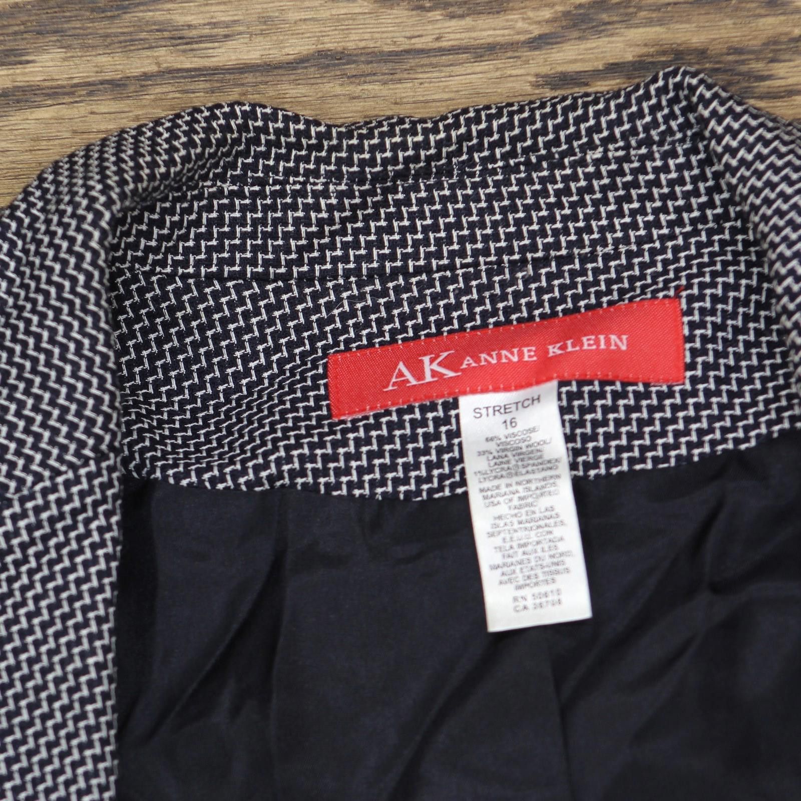Other Ak Anne Klein Lightweight Blazer Jacket Black Gingham 16 Size XXL / US 16-18 / IT 52-54 - 3 Thumbnail