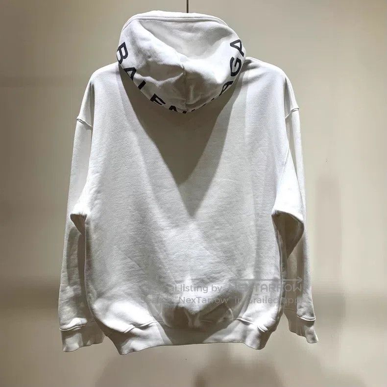 Balenciaga Balenciaga Logo print white loose hooded sweatshirt Size US XS / EU 42 / 0 - 5 Thumbnail