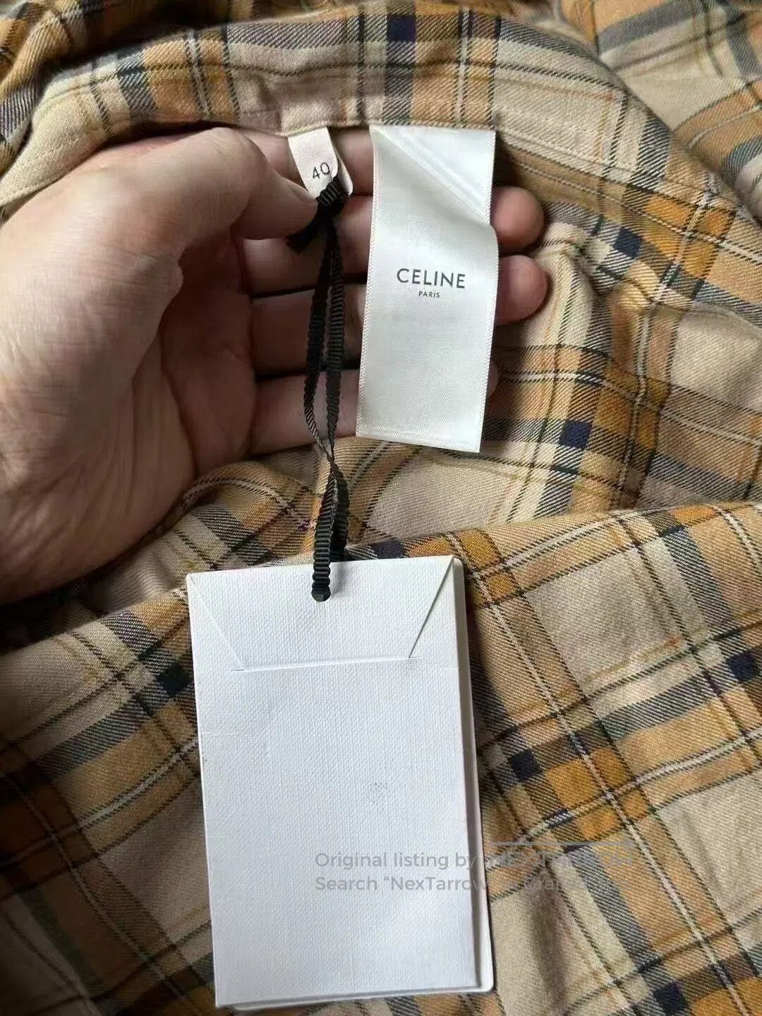 Celine CELINE Yellow Triomphe Check Shirt| Size US XXS / EU 40 - 4 Thumbnail