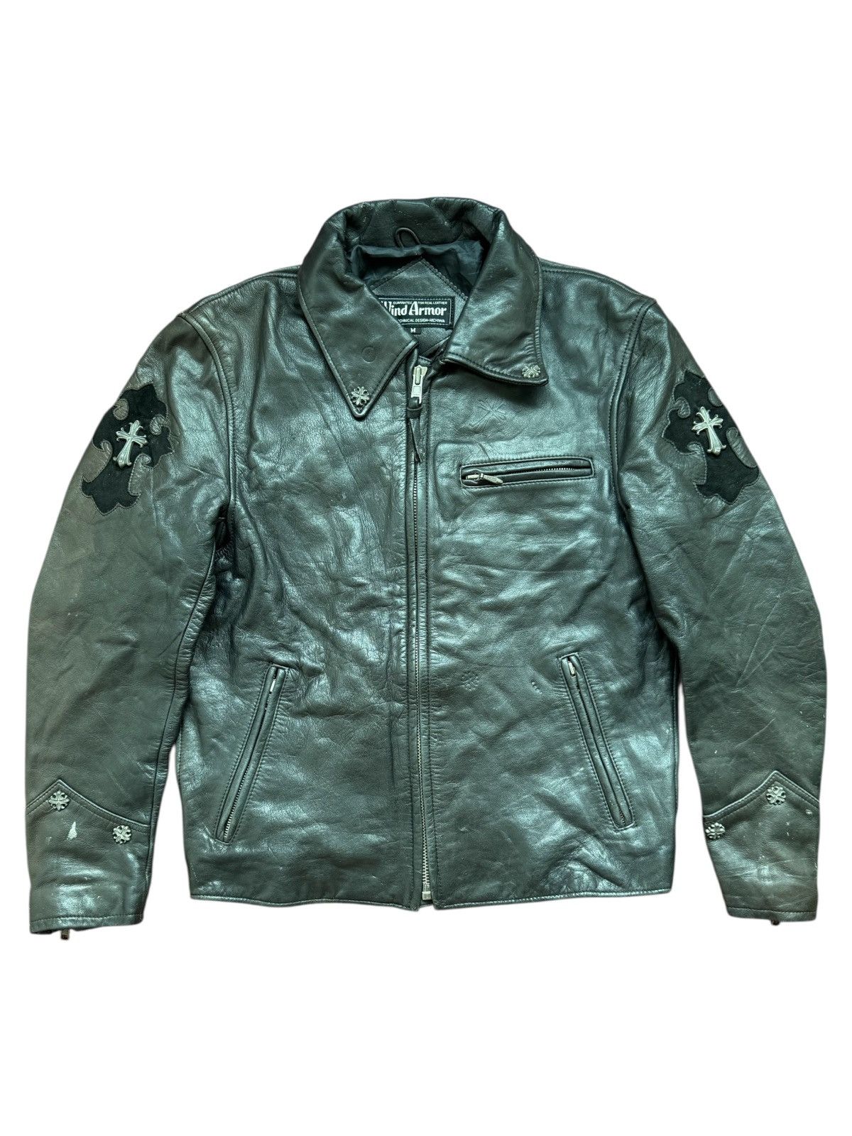 VERY RARE VINTAGE JACKET LEATHER LOOK LIKE CHROME HEARTS