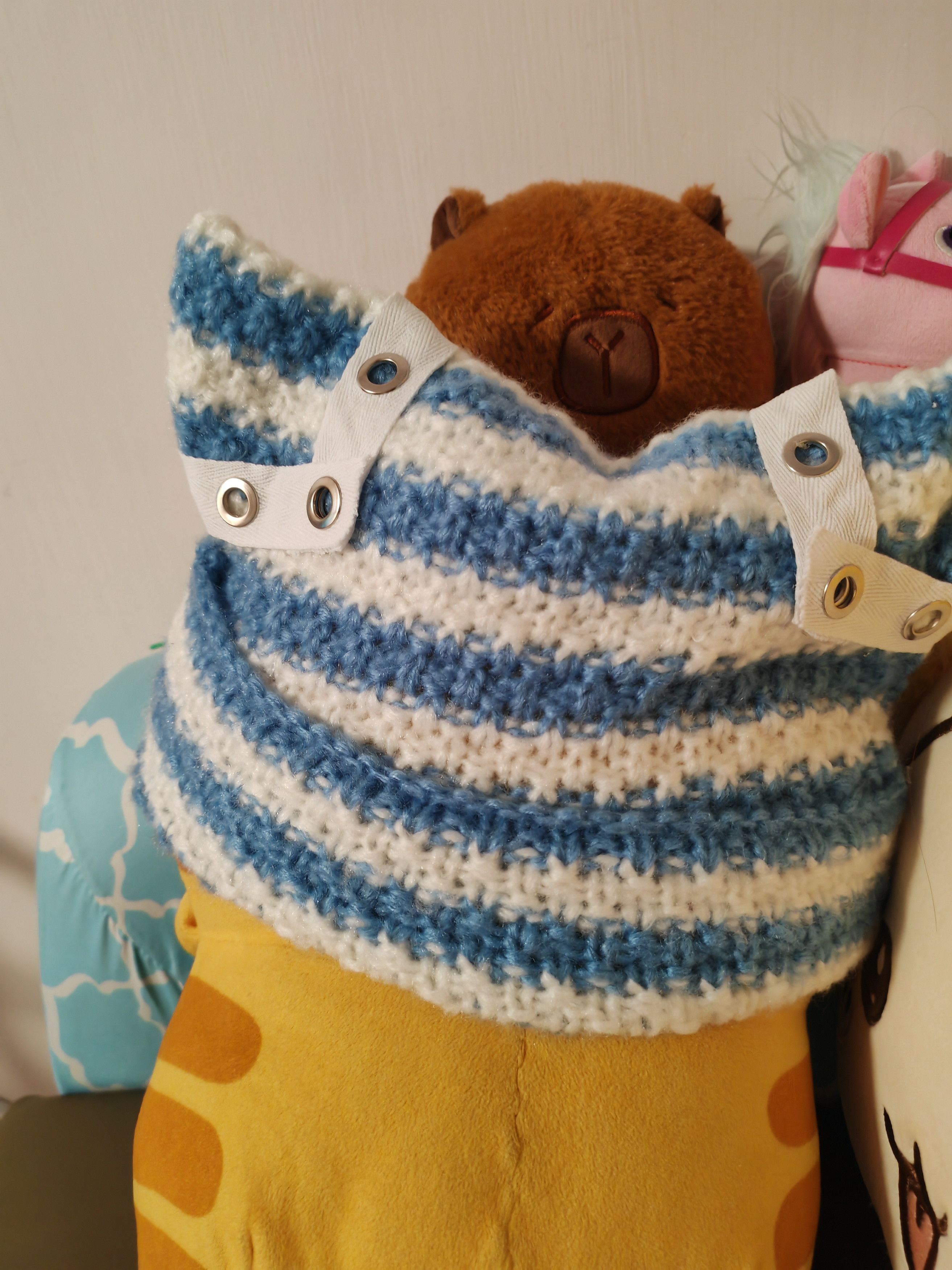 Japanese Brand blue stripe beanie Size ONE SIZE - 2 Thumbnail