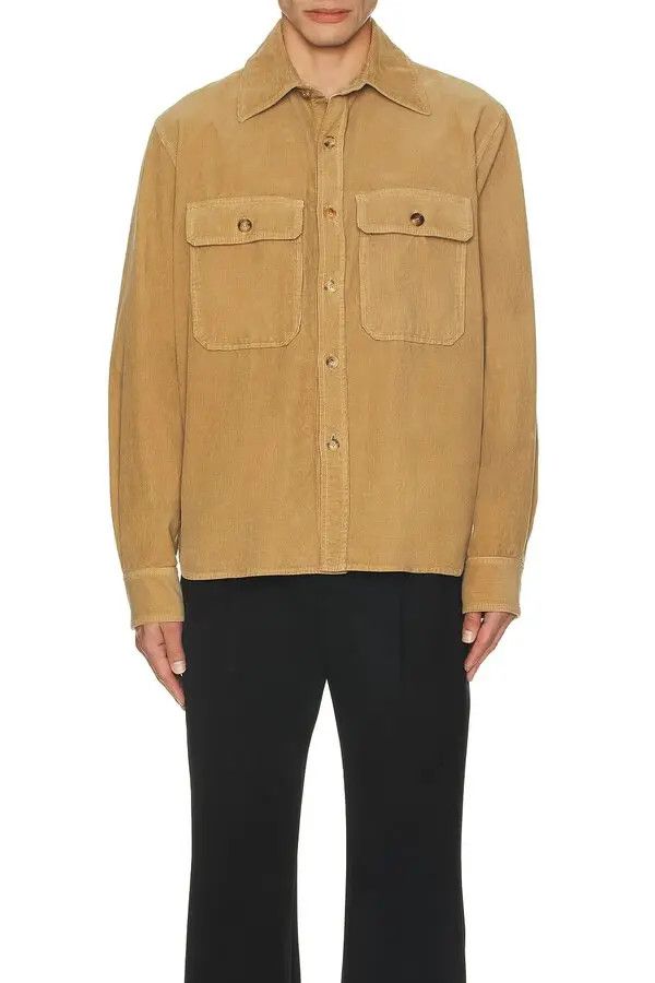 Saint Laurent Paris oc11z0126 795555 Overshirt in Corduroy in Dry Wood Size US XL / EU 56 / 4 - 4 Thumbnail