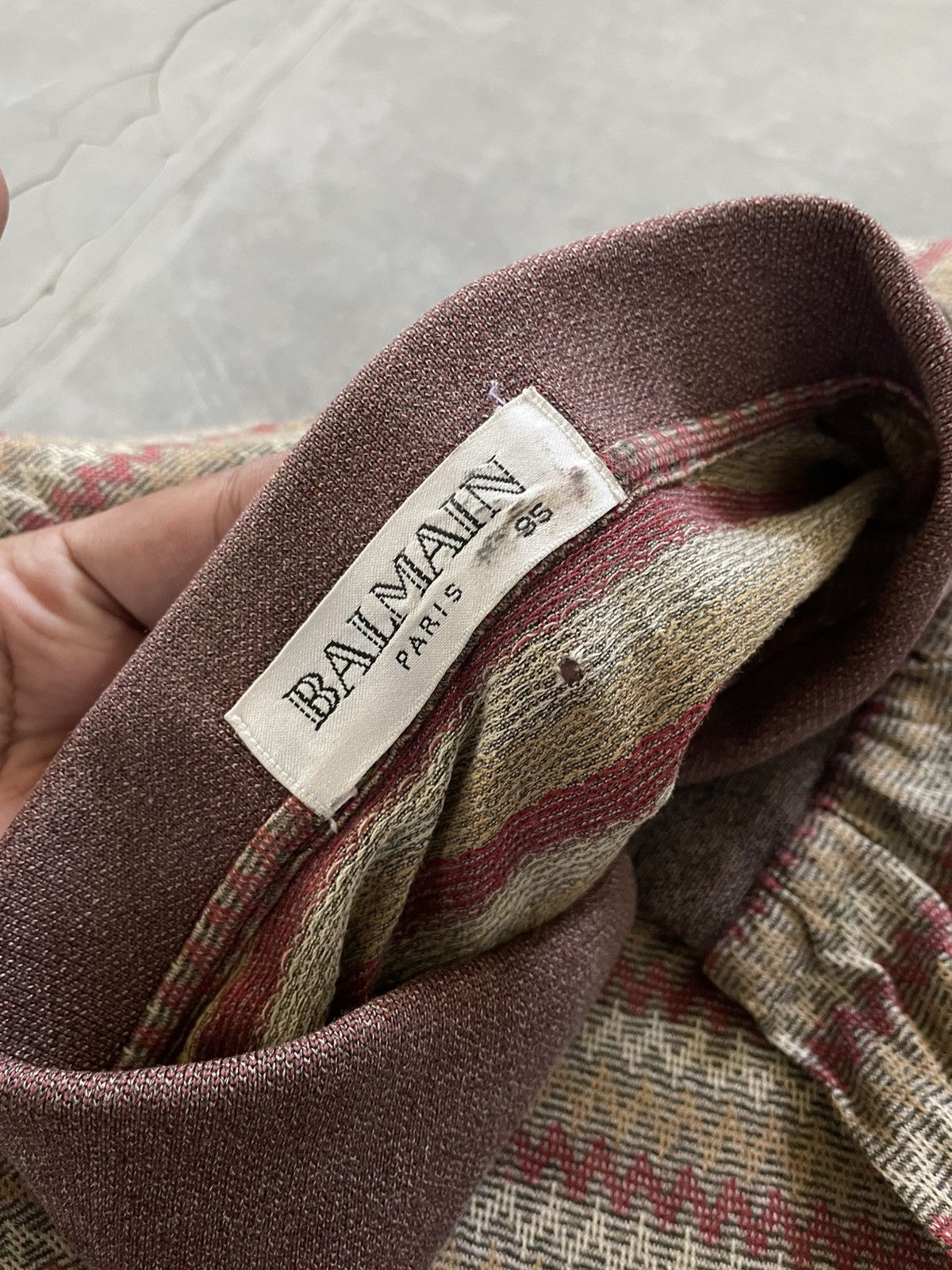 Balmain Vintage 90s Balmain Paris Knitted Chevron Pattern Longsleeve Size US M / EU 48-50 / 2 - 13 Thumbnail