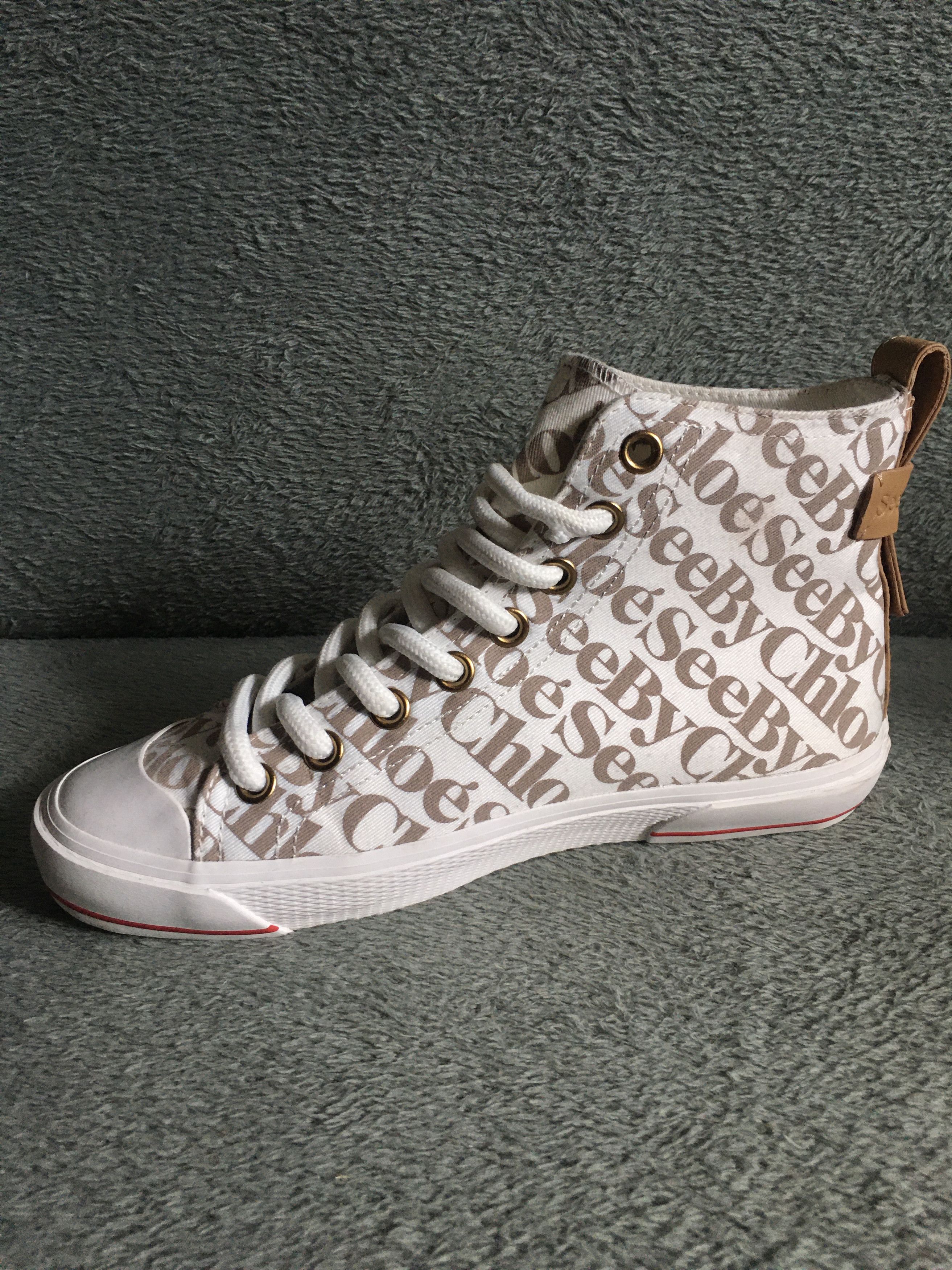 See by Chloe See by CHLOÉ ARYANA White Logo Canvas Sneakers EU 38 Size US 8 / IT 38 - 7 Thumbnail