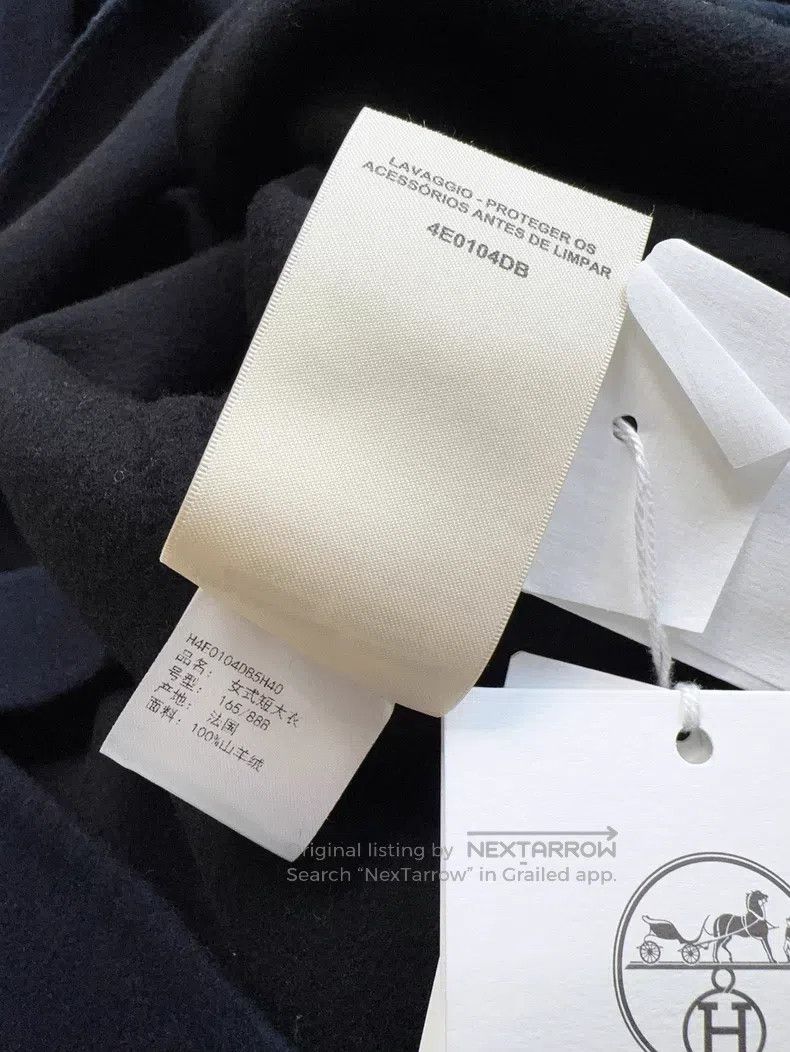 Hermes Hermes Black and Navy Blue Double-Faced Cashmere Coat with Size S / US 4 / IT 40 - 8 Thumbnail