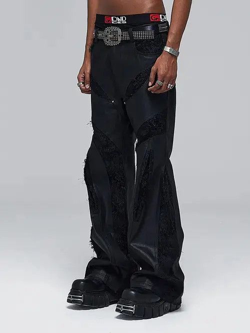 Jean PU Leather Baggy Wide Leg Jeans Size US 32 / EU 48 - 2 Thumbnail