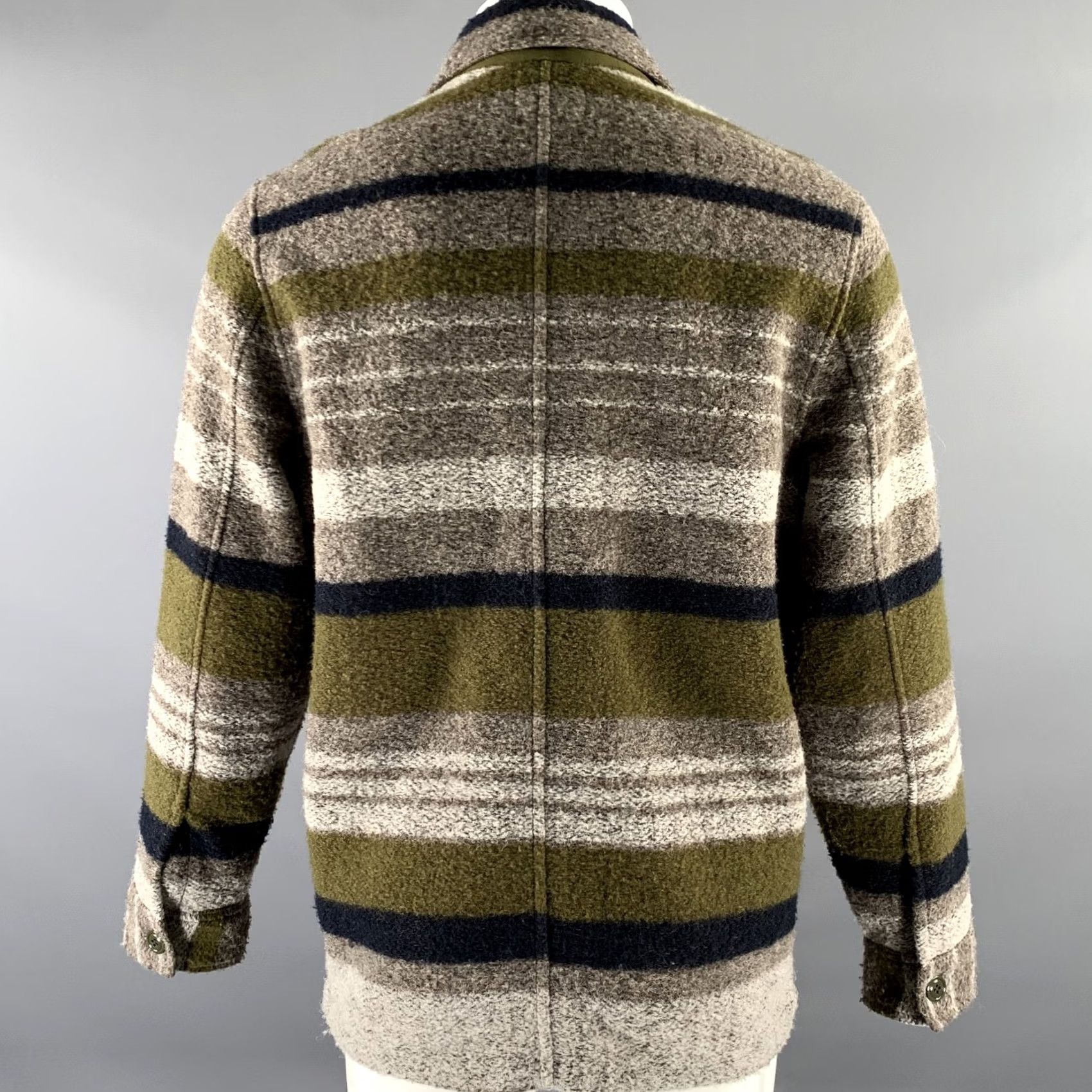 Todd Snyder TODD SNYDER Chore Jacket M Cotton Tan Olive Textured Stripe Size US M / EU 48-50 / 2 - 4 Thumbnail