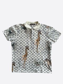 Louis Vuitton Chapman Savanna Żyrafa T-shirt Topy Męskie Rozmiar