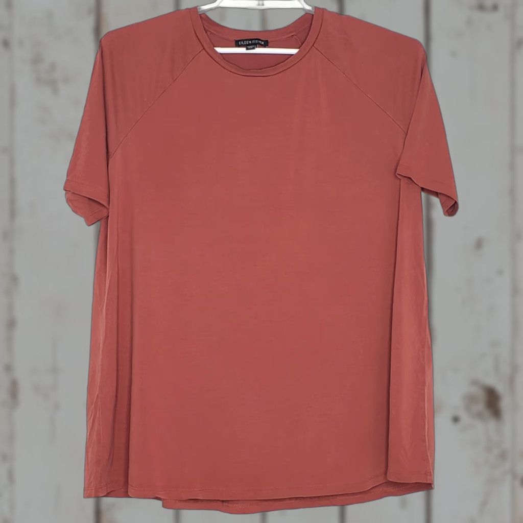 Eileen Fisher Eileen Fisher Women's Top Tee Size Medium Rust Short Sleeve Round Neck Stretch Size M / US 6-8 / IT 42-44 - 1 Thumbnail