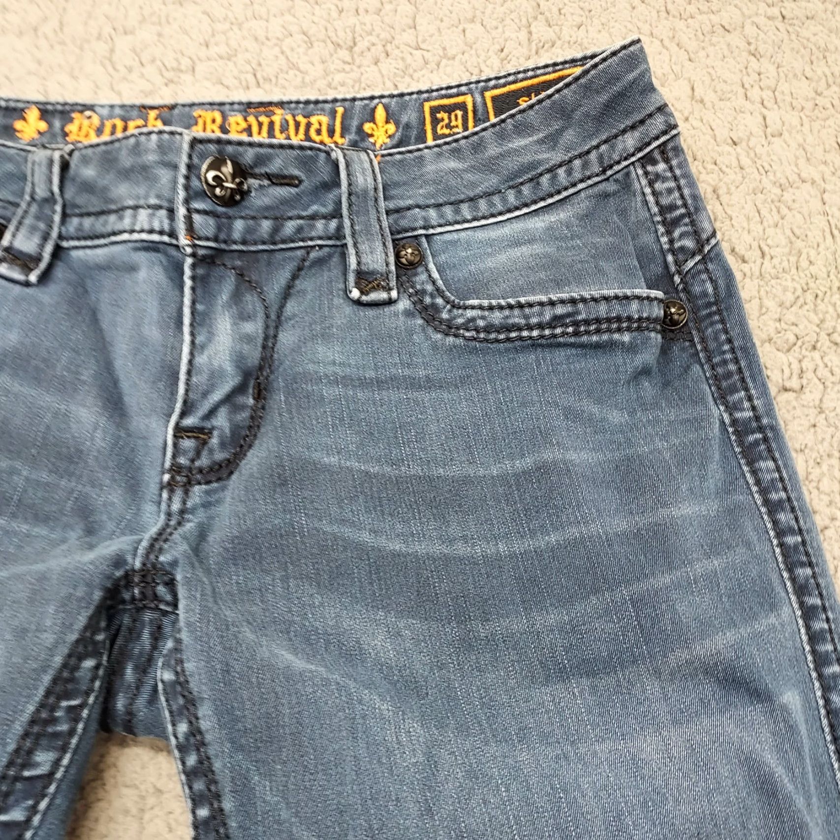 Vintage Rock Revival Adele Jeans Women's 29 x 31 Blue Low Rise Bootcut Medium Wash Denim Size 29" - 6 Thumbnail