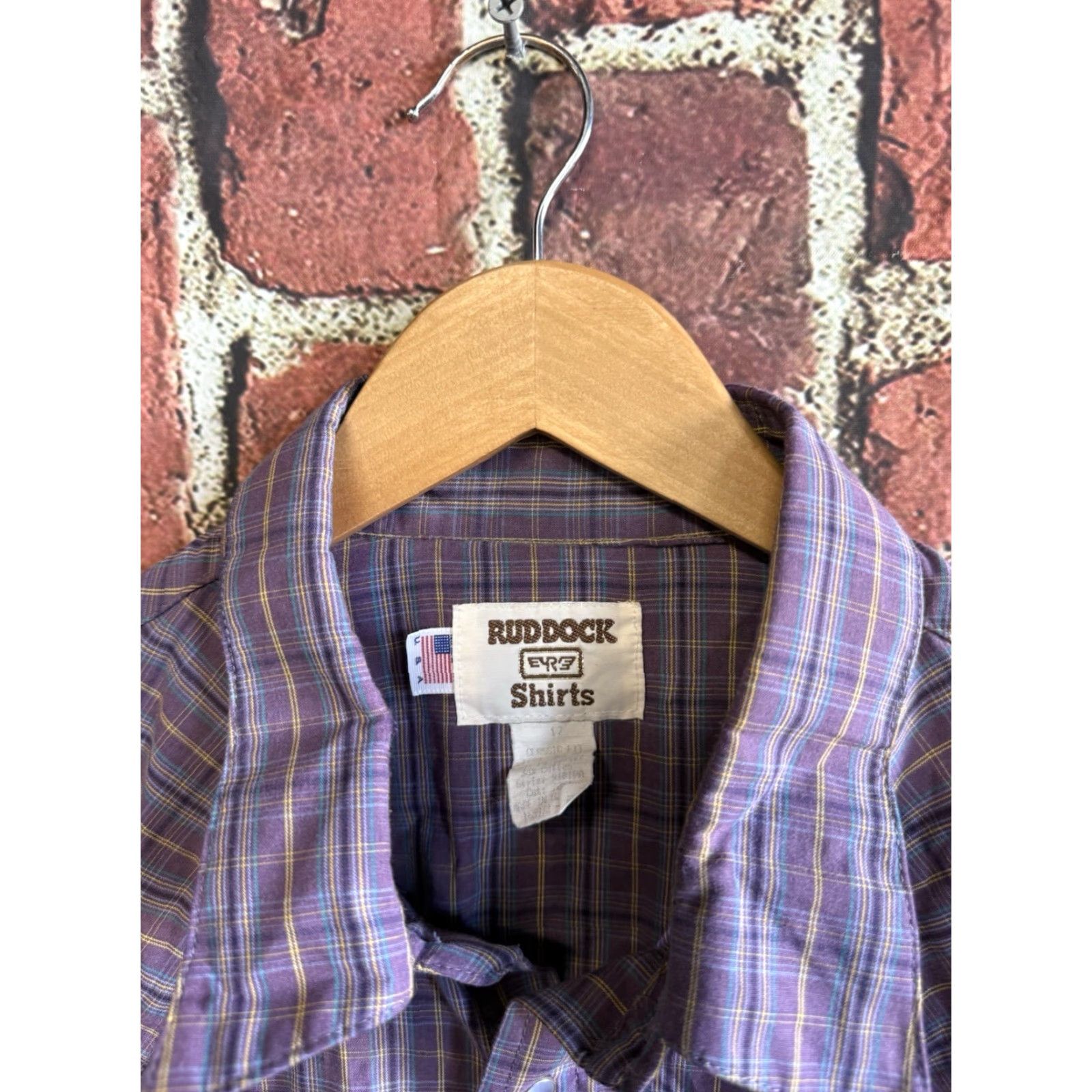Vintage VINTAGE Ruddock Shirt Western Mens Purple Plaid Pearl Snap Shirt 17 Purple Mens Short Sleeve Button-Up Size US XL / EU 56 / 4 - 3 Thumbnail
