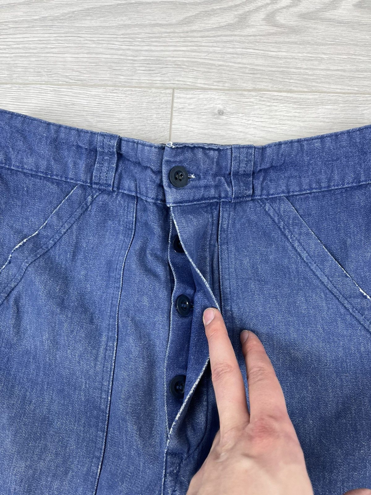 Le Laboureur Le Laboureur Vintage Blue Distressed Fade French Work Pants Size US 31 - 7 Thumbnail