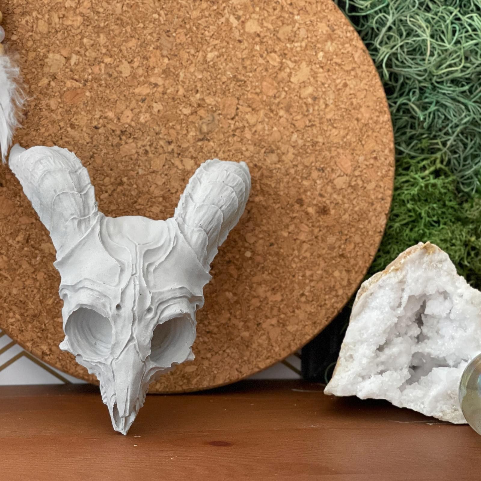 Other Handmade Concrete Sheep Skull Replica, Gothic Decor, Alchemy Size ONE SIZE - 8 Thumbnail