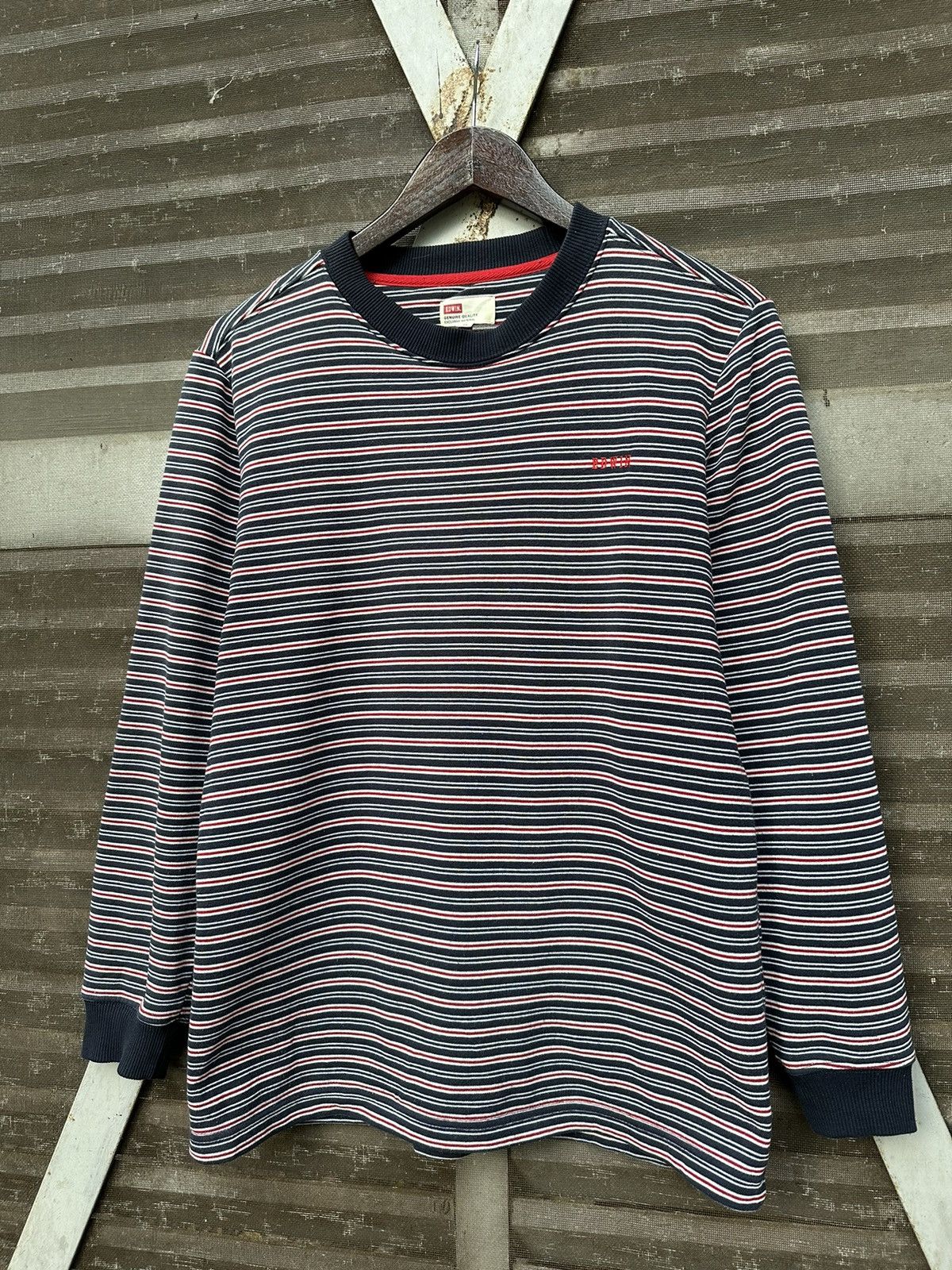 Edwin 👹EDWIN STRIPED BLANKET LINED CREWNECK Size US M / EU 48-50 / 2 - 6 Thumbnail