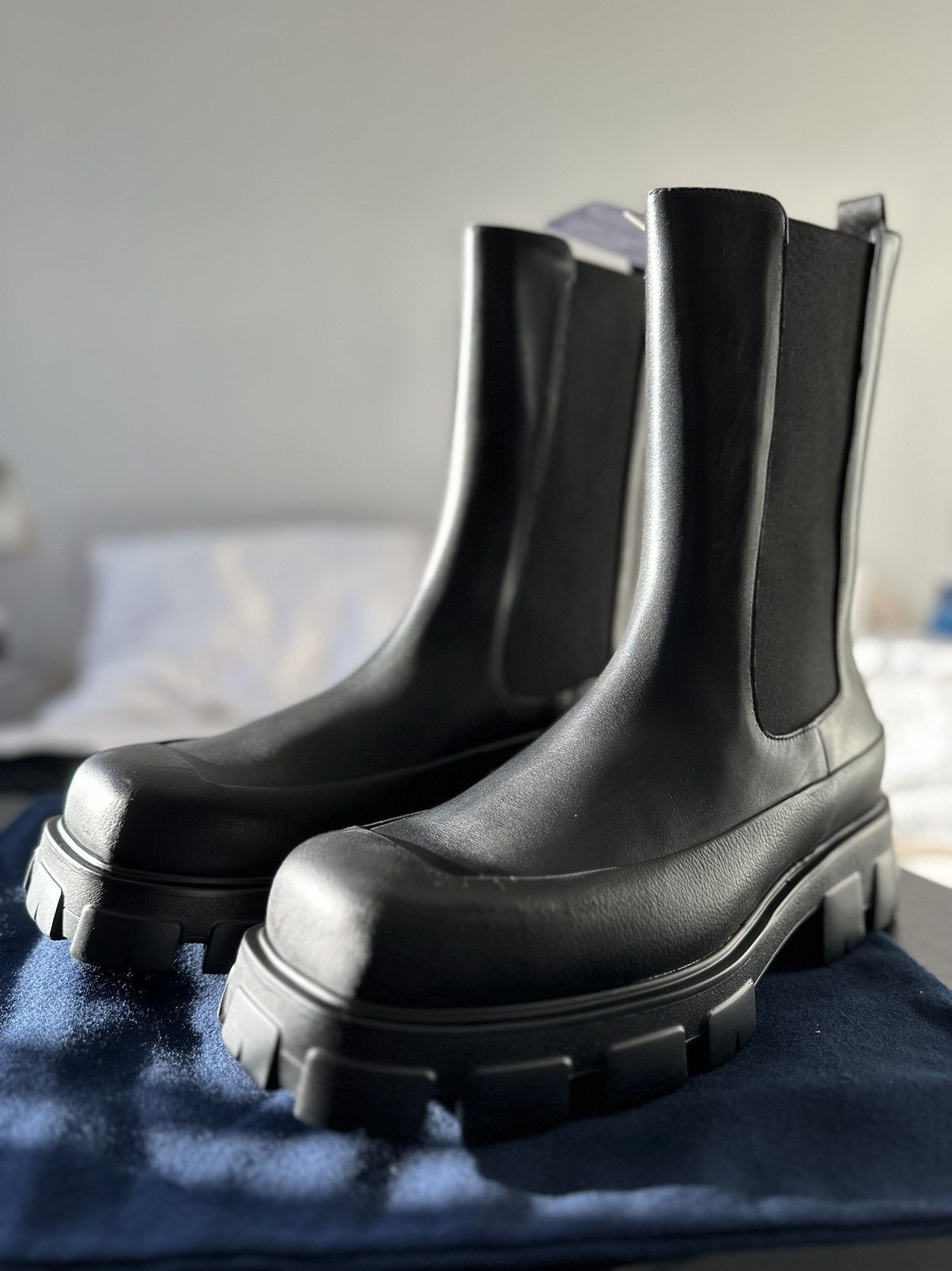 Prada Leather Chelsea Boots