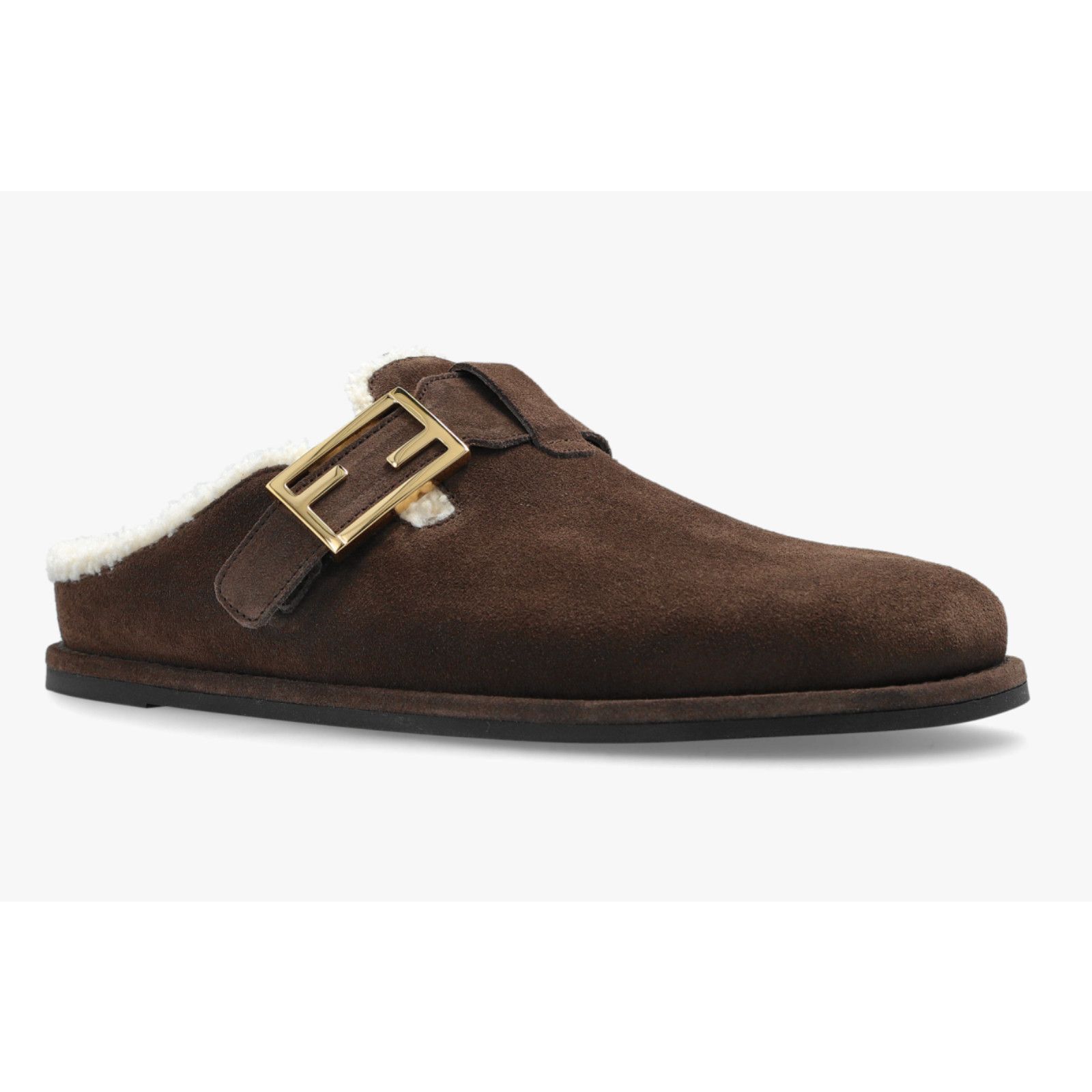 Fendi Fendi Feel Mules Brown Suede Shearling FF Gold Logo Slip On Size US 11 / IT 41 - 5 Thumbnail