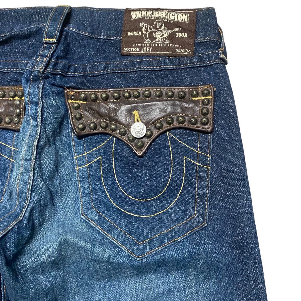 True Religion Vintage True Religion Denim Flare Jeans Leather Flap Size US 31 - 11 Thumbnail