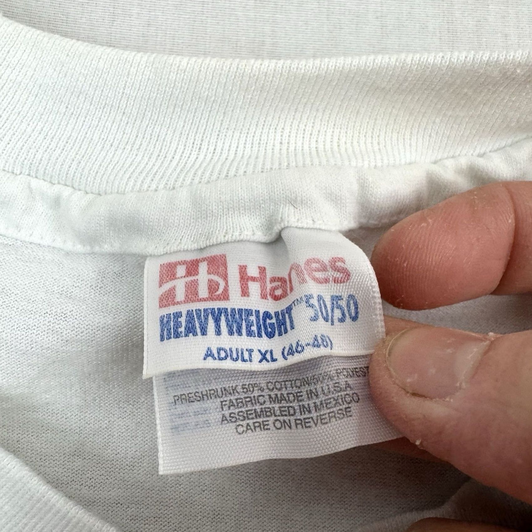 Hanes Vintage Hanes T-Shirt Opal White I Survived Storm 1995 Outdoor 90s Mens XL Crew Neck Short Sleeve Cotton Polyester Regular Weather Nature Shirt Size US XL / EU 56 / 4 - 5 Thumbnail