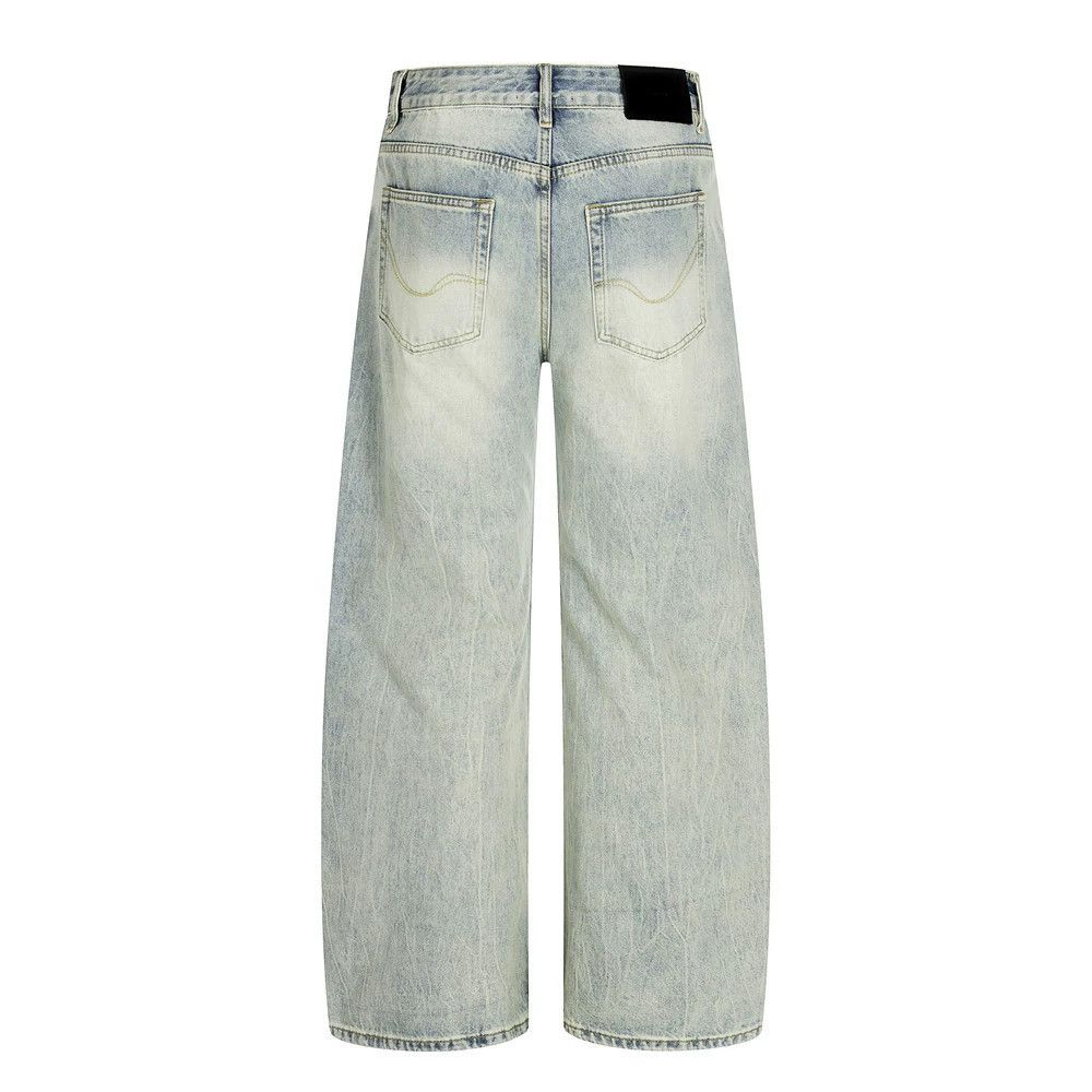 Jean American retro casual loose men's washed distressed jeans Size US 32 / EU 48 - 2 Thumbnail