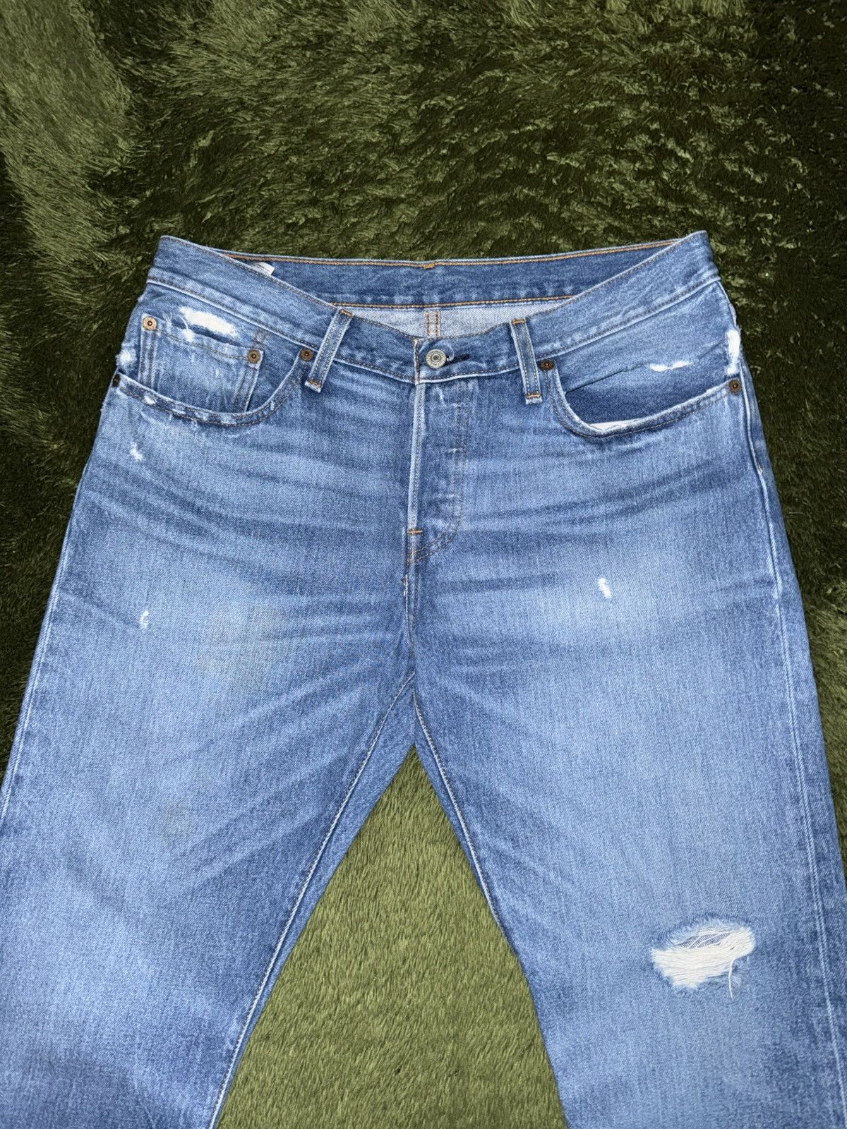 Levi's [W30/L32] Levi’s 501 CT Destroyed Denim Pants Light Indigo Size US 32 / EU 48 - 5 Thumbnail