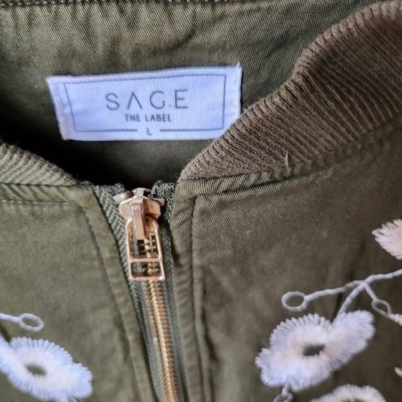 Sage Sage The Label Embroidered Floral Lined Full Zip Sz. L Jacke Size L / US 10 / IT 46 - 5 Thumbnail