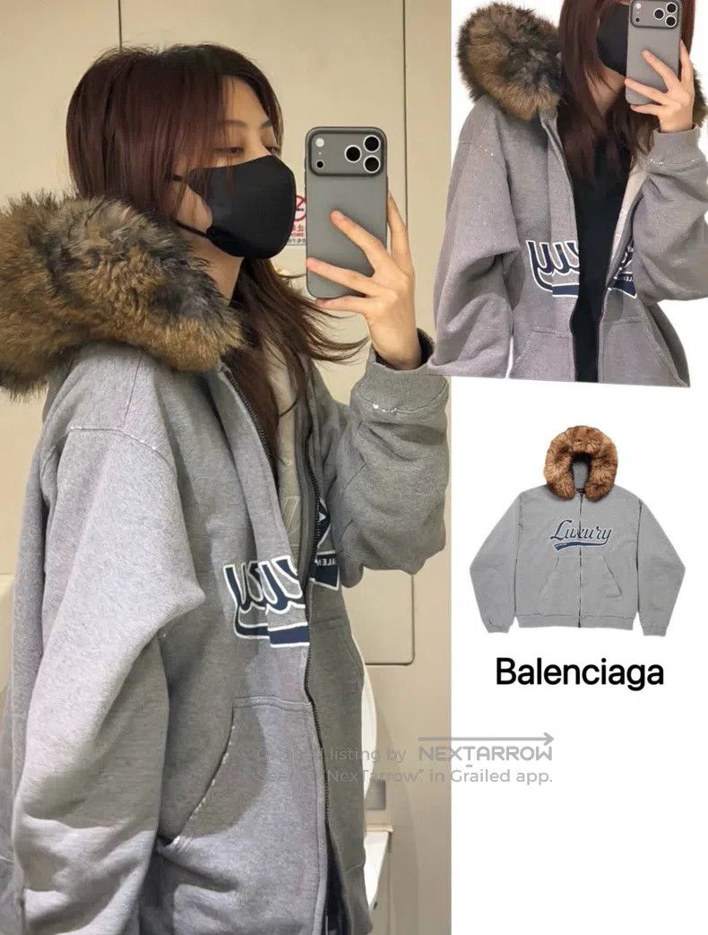 Balenciaga Balenciaga Oversized Zipper Hooded Embroidered Pattern Rag Size US L / EU 52-54 / 3 - 6 Thumbnail