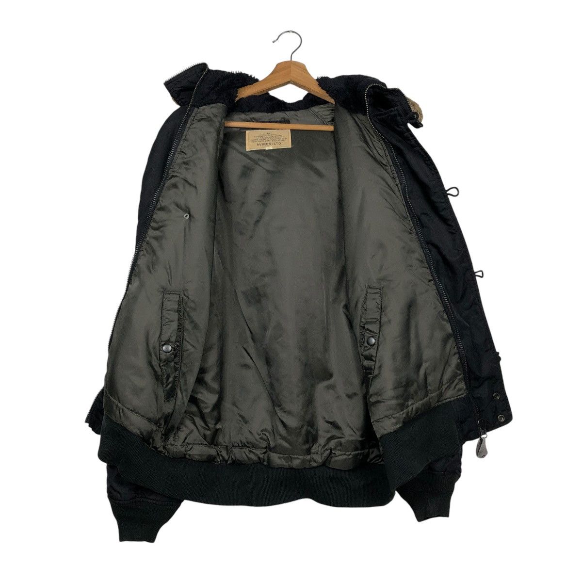 Avirex 🔥VINTAGE BOMBER JACKET AVIREX USA BIG LOGO MINK FUR HOODIE Size US L / EU 52-54 / 3 - 16 Thumbnail