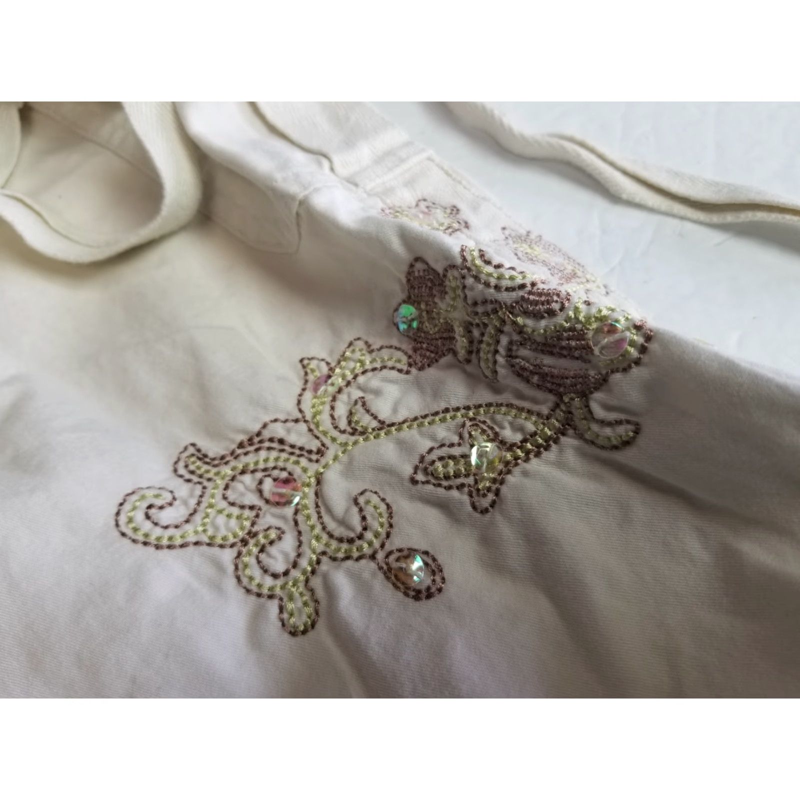 Vintage Cream Squeeze Jeans Cargo Pants Wide Leg Embroidered 7/8 Women's Size 7/8 Cream Size 28" / US 6 / IT 42 - 5 Thumbnail