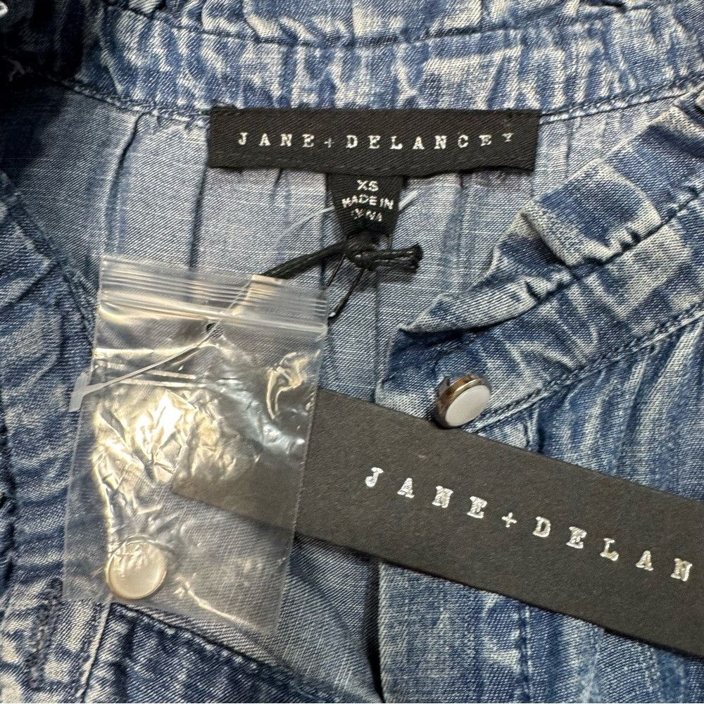 Other NWT New Jane And Delancey Blue Denim Chambray Ruffle Shirt Size XS / US 0-2 / IT 36-38 - 8 Thumbnail