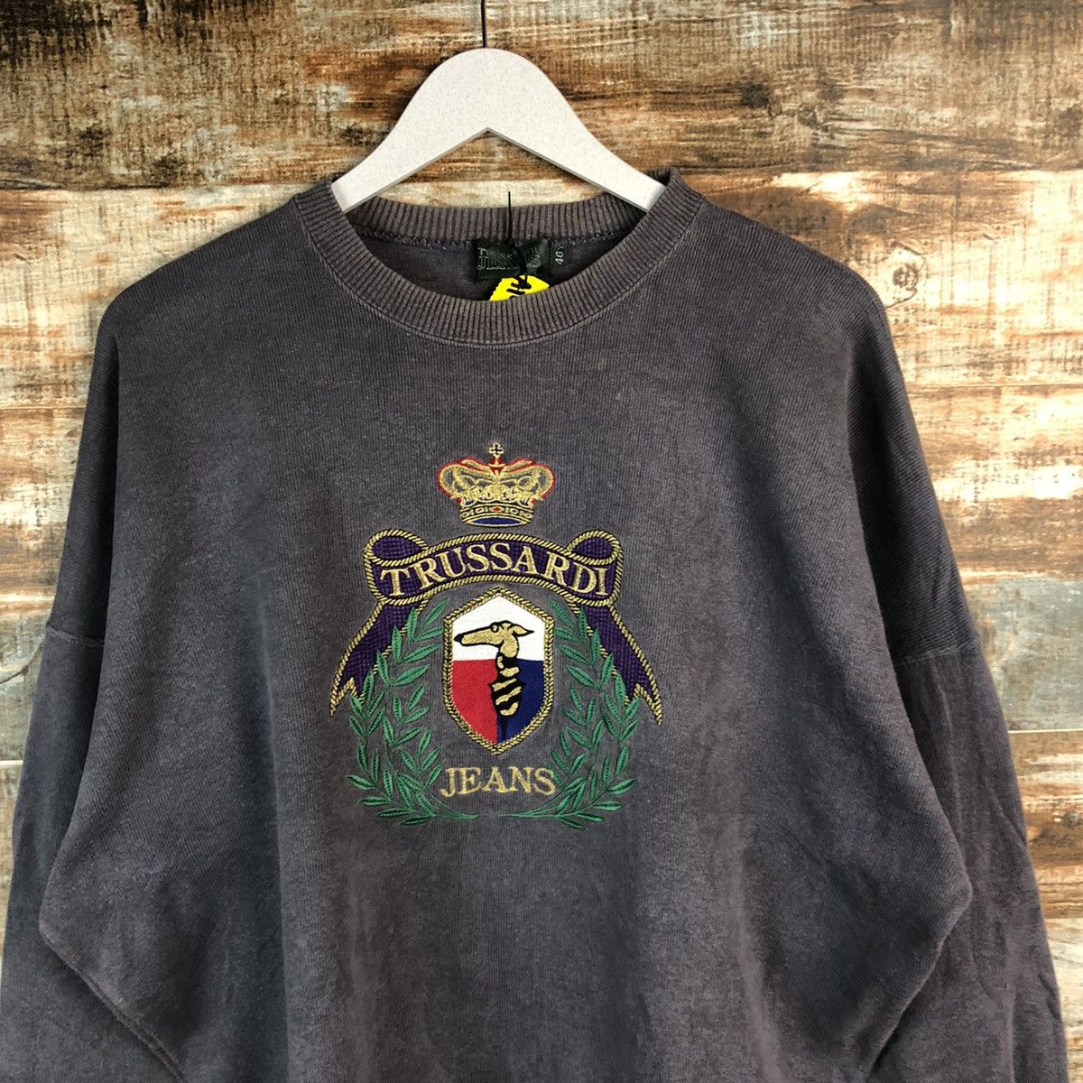 Trussardi Vintage Trussardi Jeans big logo Dark Blue Sweatshirt #A1943 Size US L / EU 52-54 / 3 - 5 Thumbnail