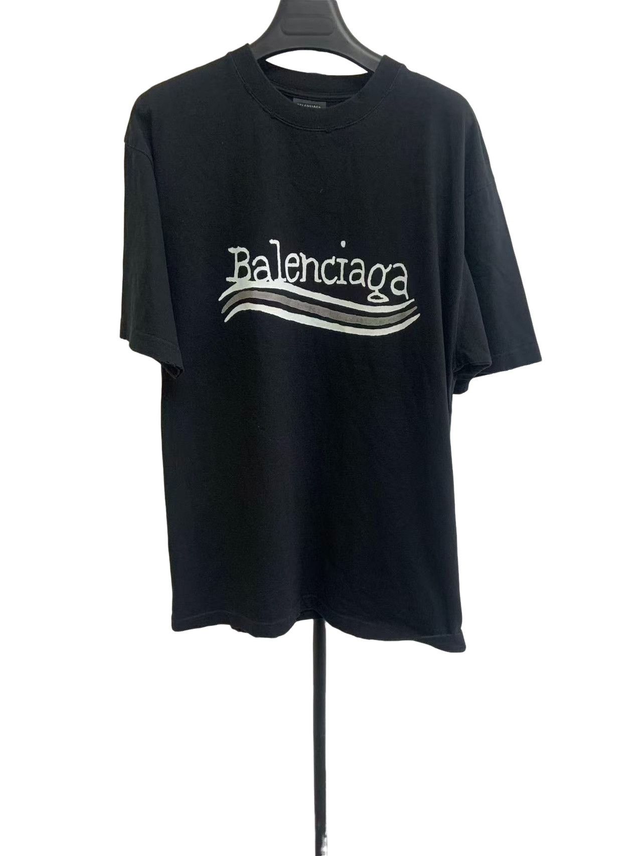 Balenciaga Balenciaga Wavy Script Logo T-Shirt XXS Size US XXS / EU 40 - 1 Thumbnail