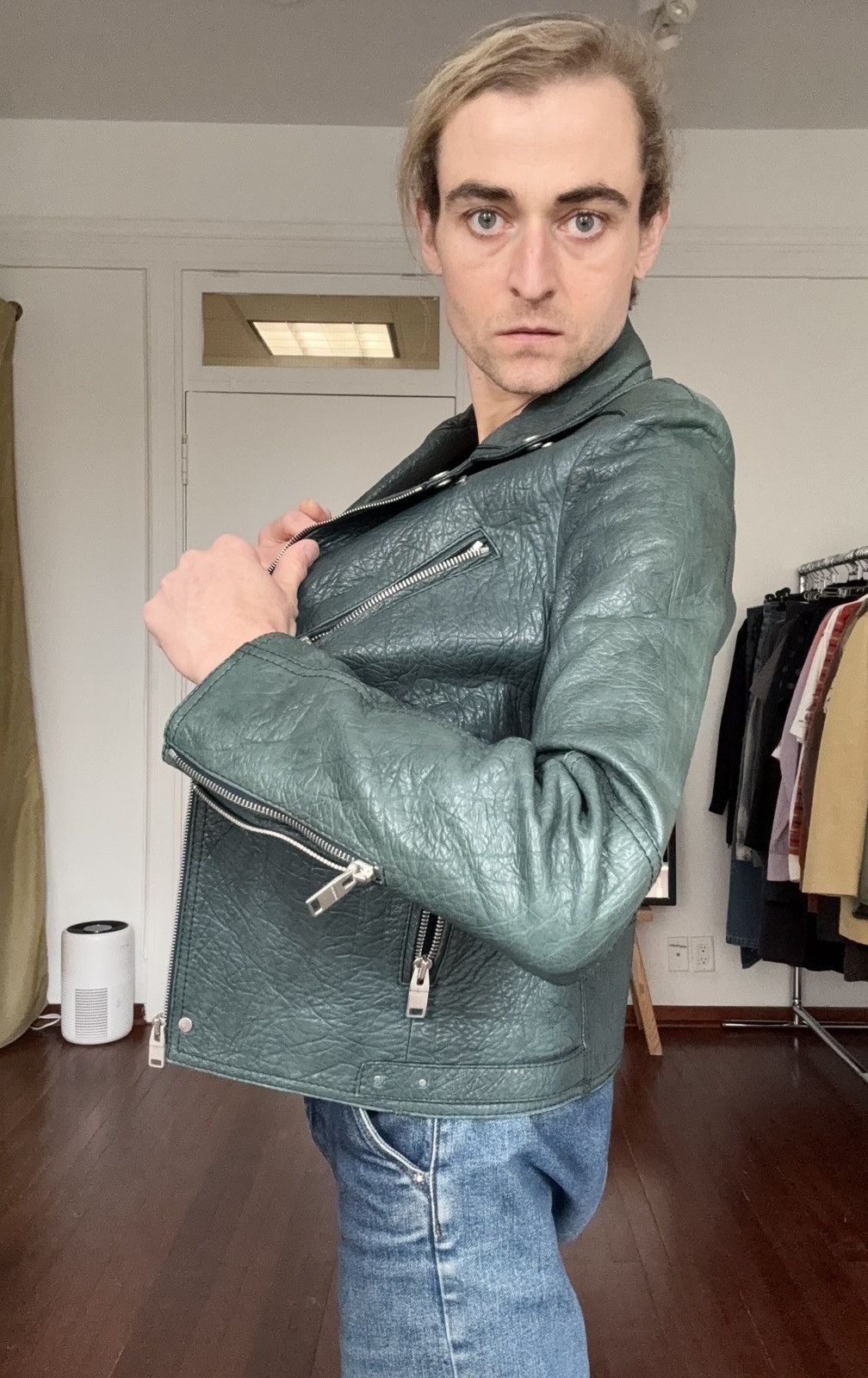 Balenciaga Balenciaga AW2014 Green Lamb Leather Biker Jacket Size US S / EU 44-46 / 1 - 22 Thumbnail