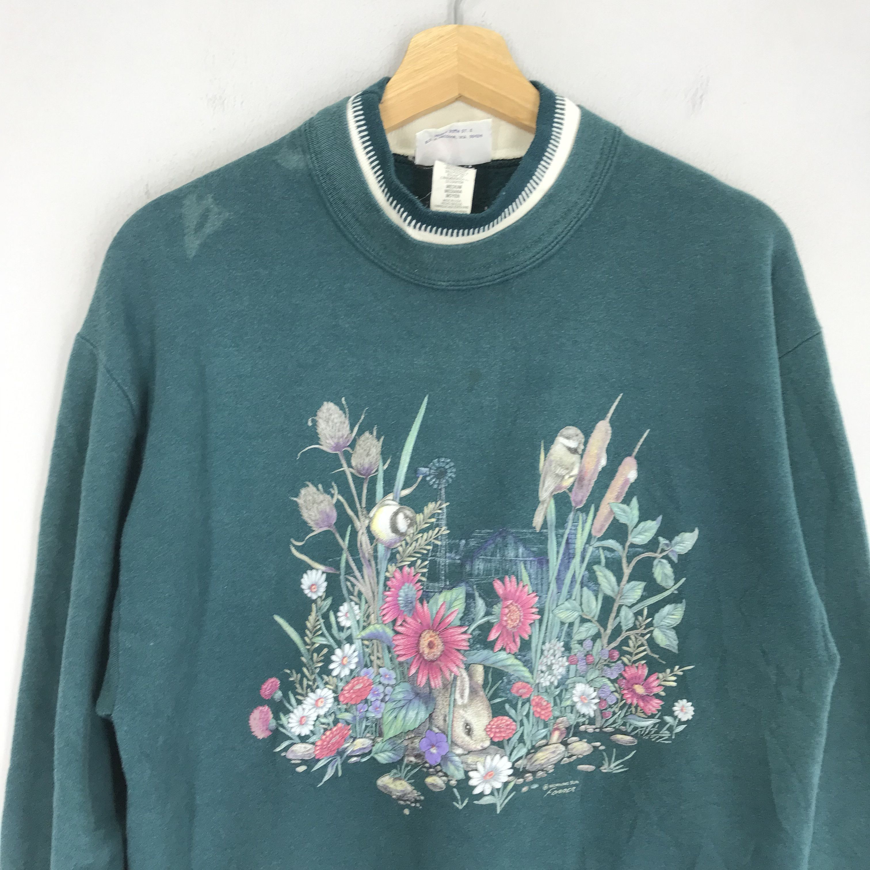 Vintage Vintage Morning Sun Floral Bird Green - 353 Size US M / EU 48-50 / 2 - 8 Thumbnail