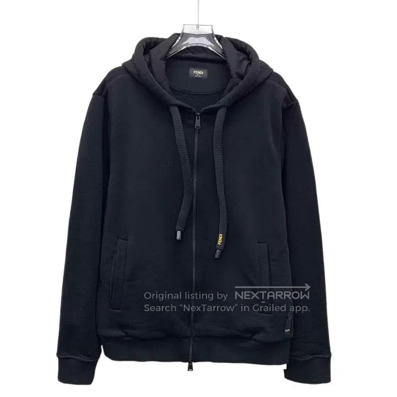 Fendi Fendi Black Wool Hooded Drawstring Long Sleeve Zipper Swea Size US S / EU 44-46 / 1 - 1 Thumbnail