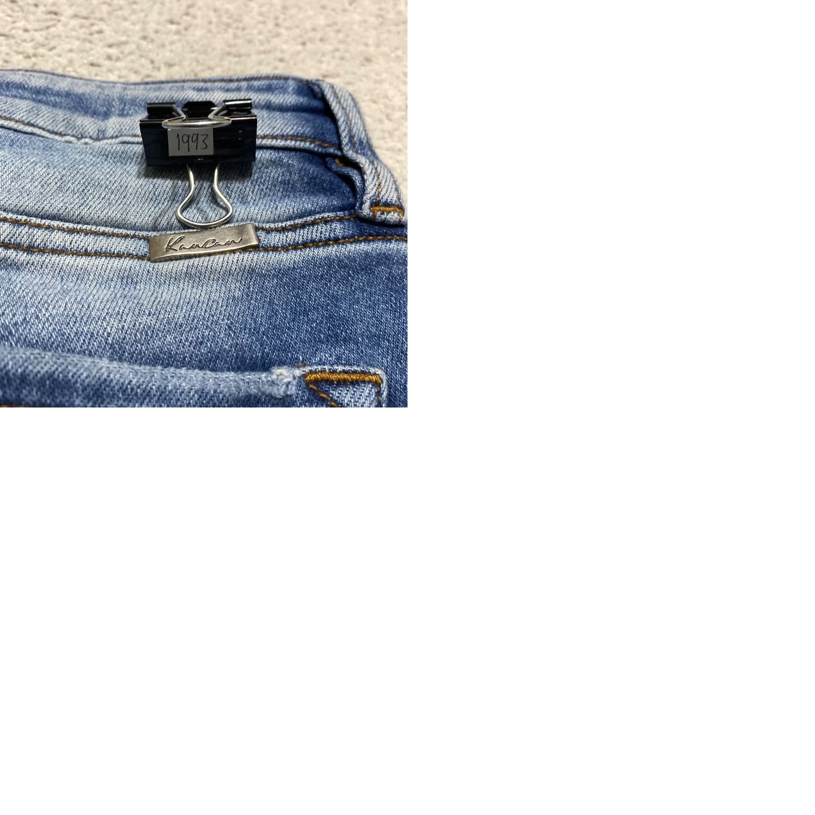 Vintage KanCan Womens Jeans Blue Denim Medium Wash Skinny Raw Hem Distress High Rise Size 11 Size 32" / US 10 / IT 46 - 9 Thumbnail
