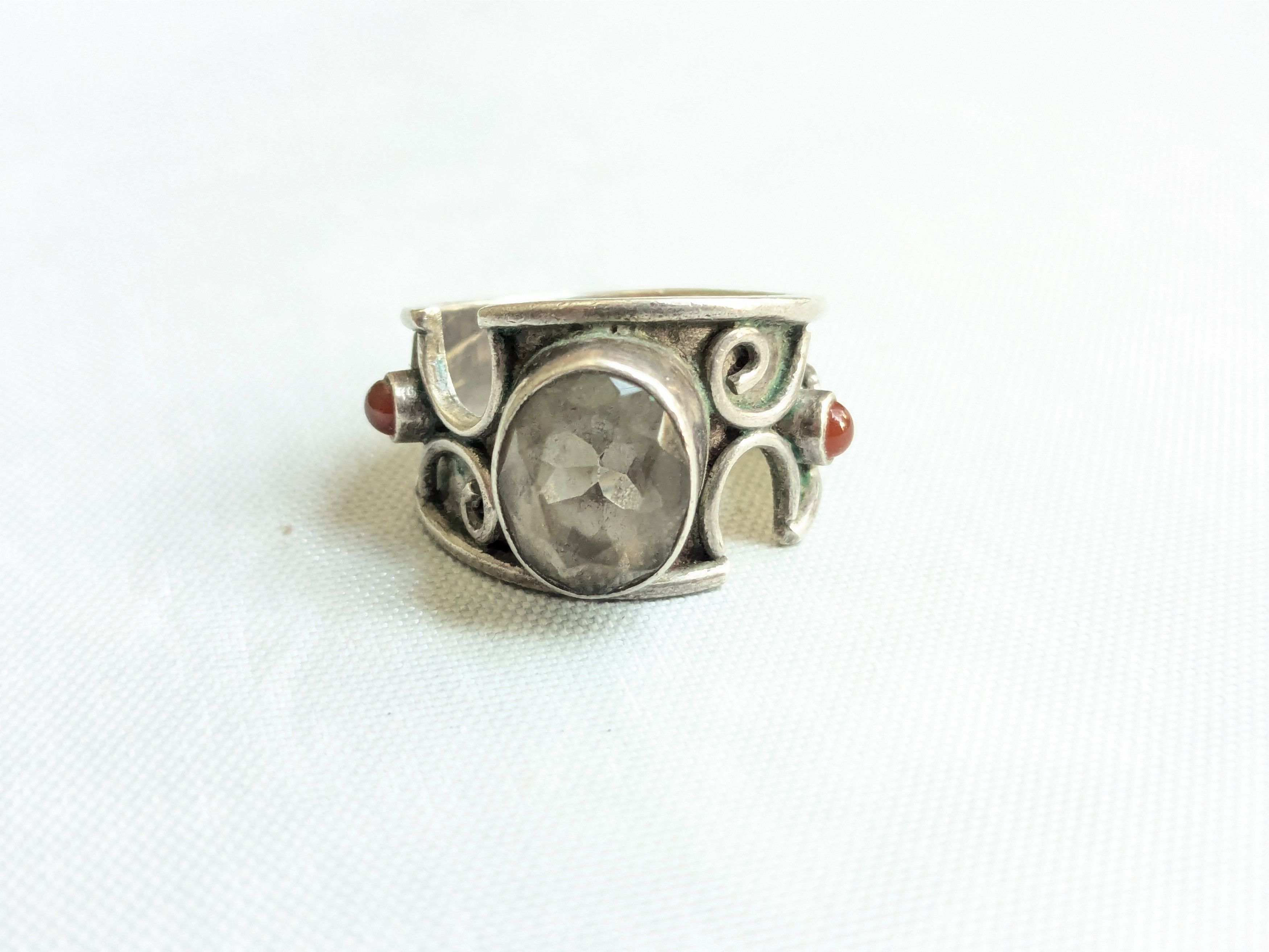 Jewelry Vintage Sterling Silver Quartz Carnelian 8 Size ONE SIZE - 3 Thumbnail
