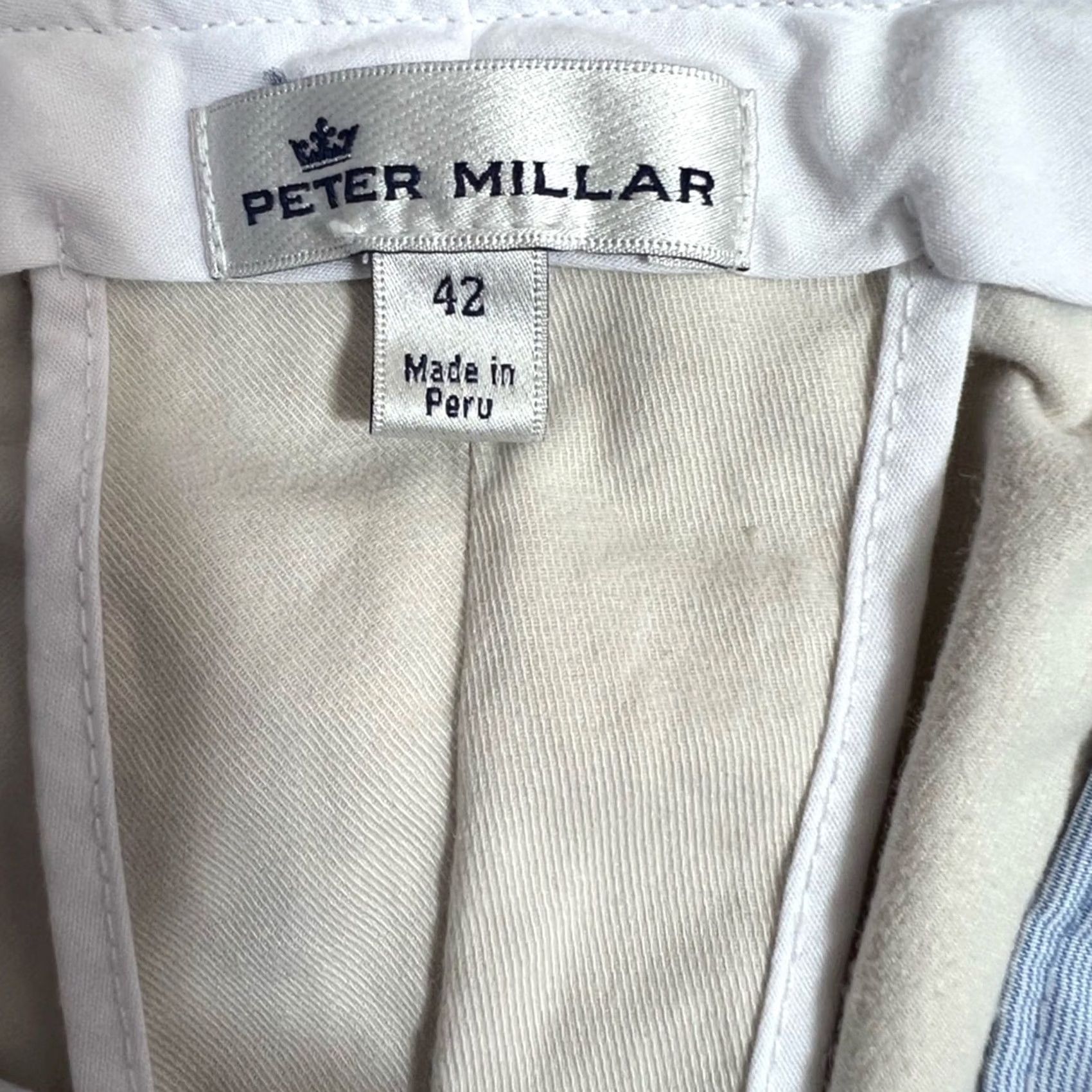 Peter Millar PETER MILLAR CROWN MEN'S SOFT TOUCH TWILL SHORTS SIZE 42 CREAM Size US 42 / EU 58 - 4 Thumbnail