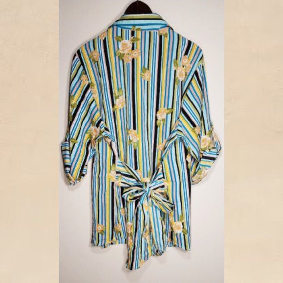 Other New Glory Womens 3X Wrap Tunic Blouse Blue Yellow Floral Size 3XL / US 20-22 - 2 Thumbnail
