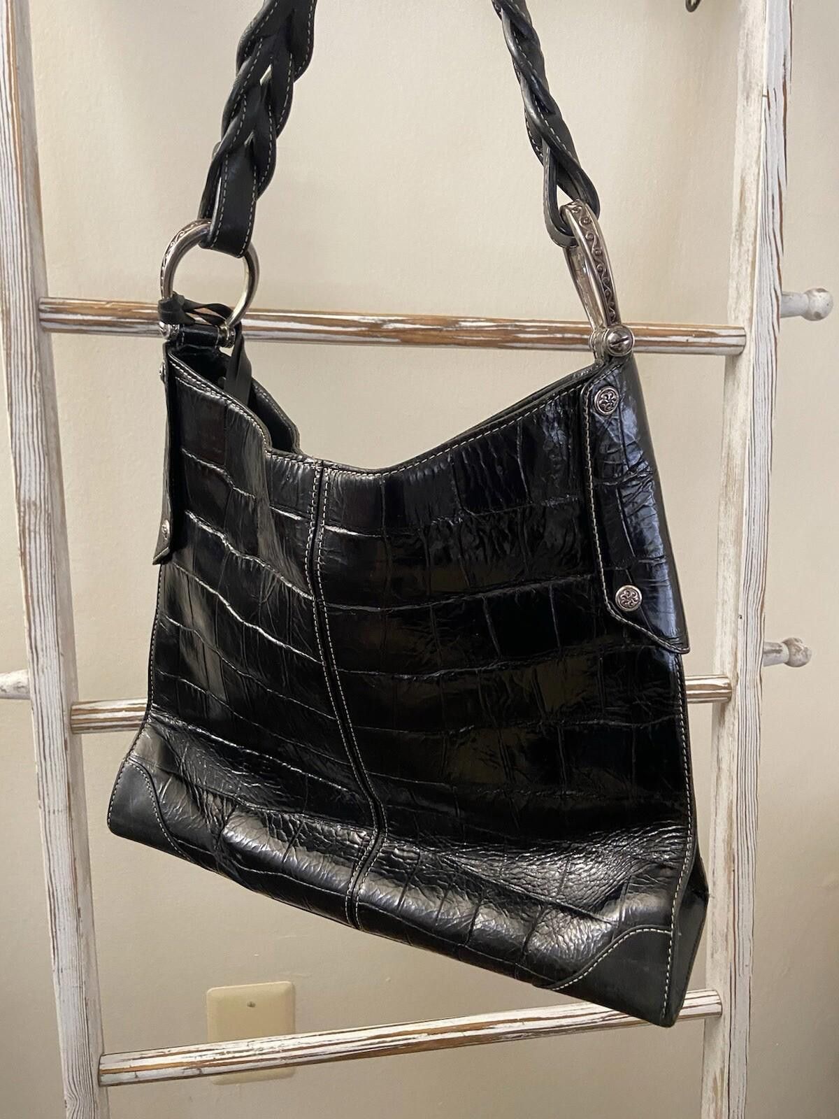 Brighton Brighton black patentleather floral chrome hobo shoulder bag Size ONE SIZE - 5 Thumbnail