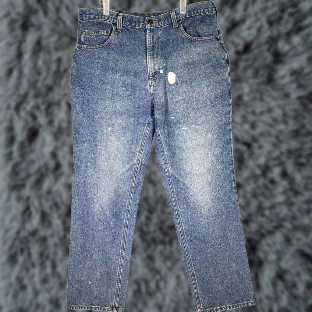 Carhartt Carhartt Jeans Mens 36x32 Blue Relaxed Fit Paint Splatter Distressed Workwear Jeans Mens Regular 36 Blue Carhartt Industrial Work Jeans Size US 36 / EU 52 - 1 Thumbnail