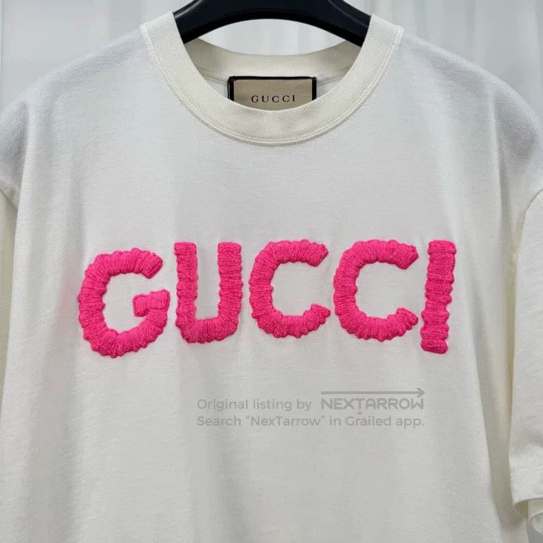 Gucci Gucci White and pink three-dimensional letter embroidery s Size S / US 4 / IT 40 - 3 Thumbnail