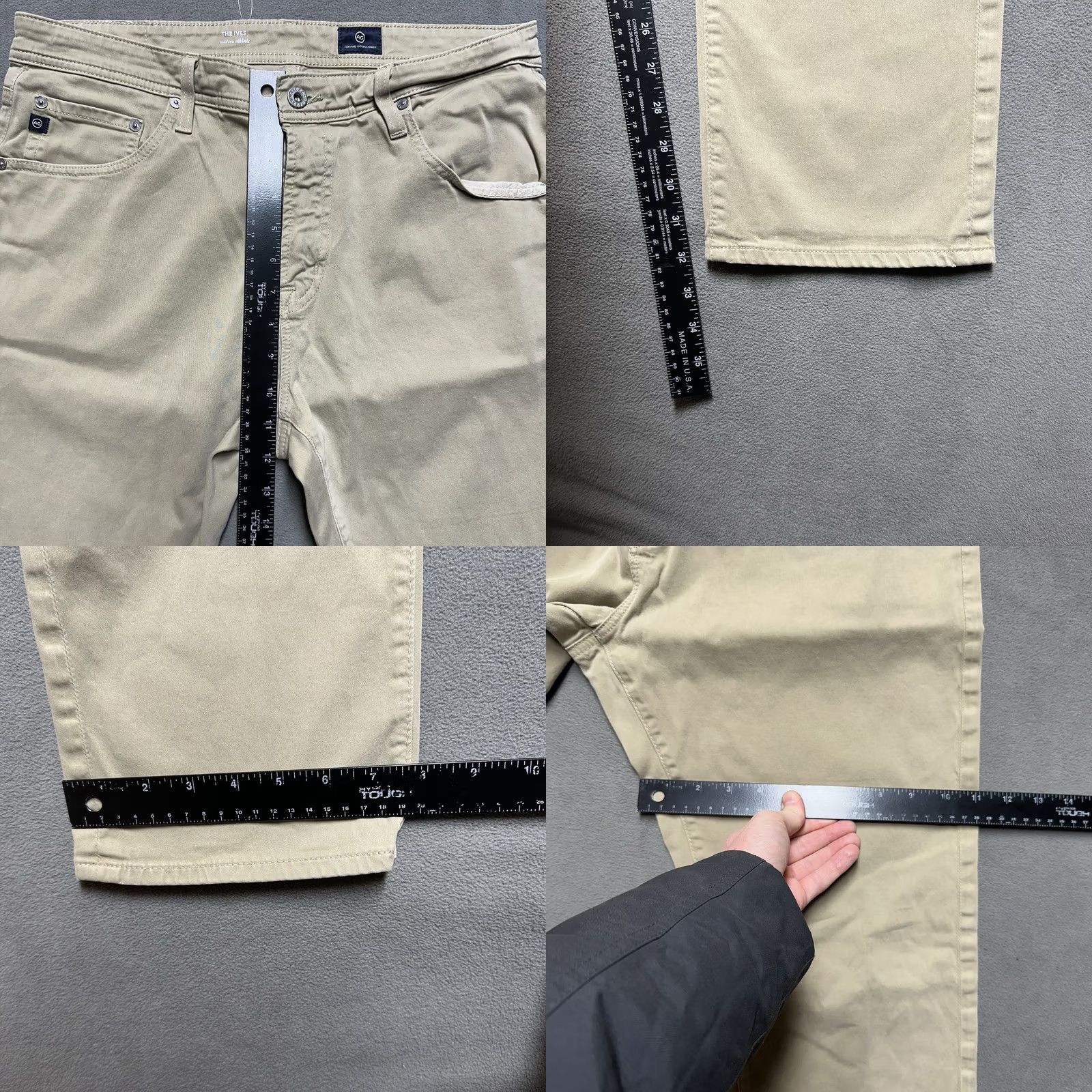 Vintage AG Adriano Goldschmied Pants Mens 34x34 Beige The Ives Modern Athletic Fit EUC Comfort Stretch Chino Size US 34 / EU 50 - 9 Thumbnail