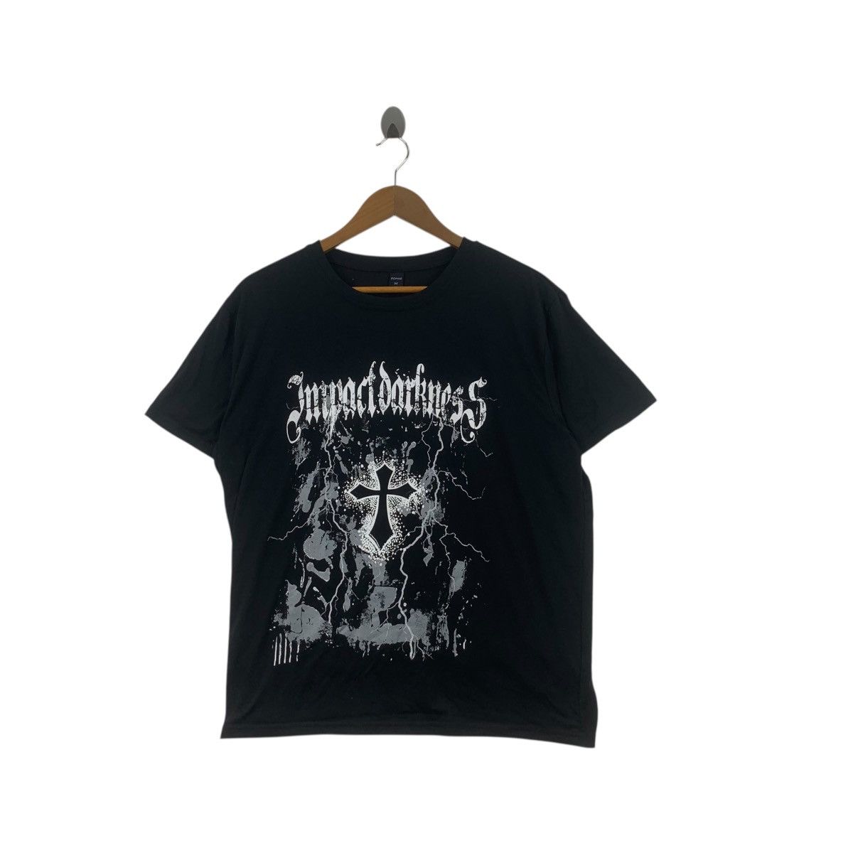 Other ROMWE IMPACT DARKNESS Cross Logo Band Tee Shirt Top Size L / US 10 / IT 46 - 1 Thumbnail
