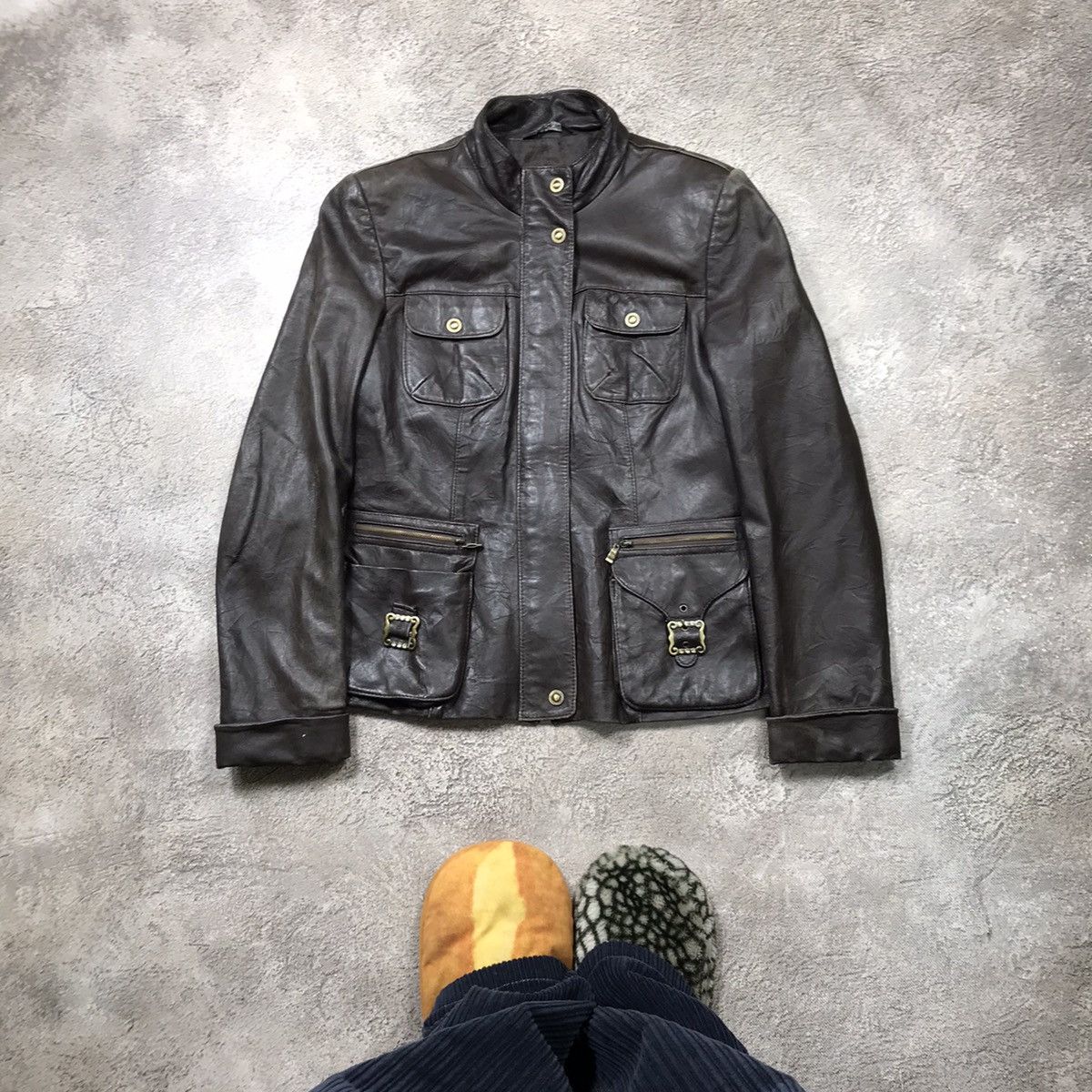 Vintage Vintage 90s Y2K Leather Jacket Workwear Streetwear Washed M Size M / US 6-8 / IT 42-44 - 1 Thumbnail