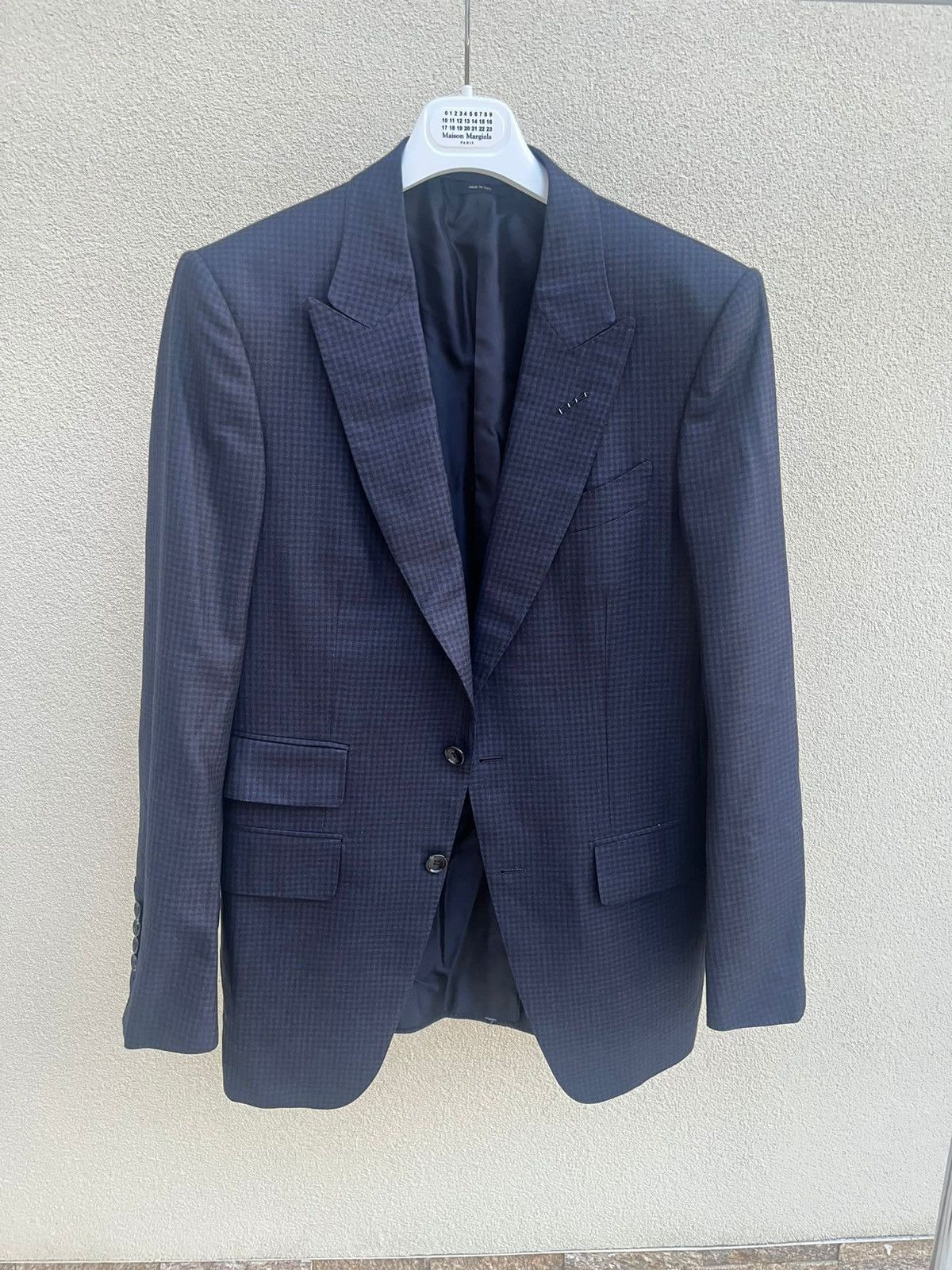Wool & Silk Blazer in Blue & Black