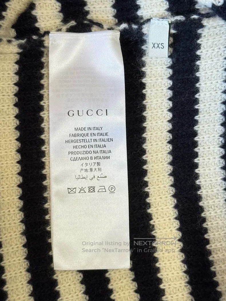 Gucci Gucci Black and white striped gold-edged knitted cardigan Size XXS / US 00 / IT 34 - 8 Thumbnail