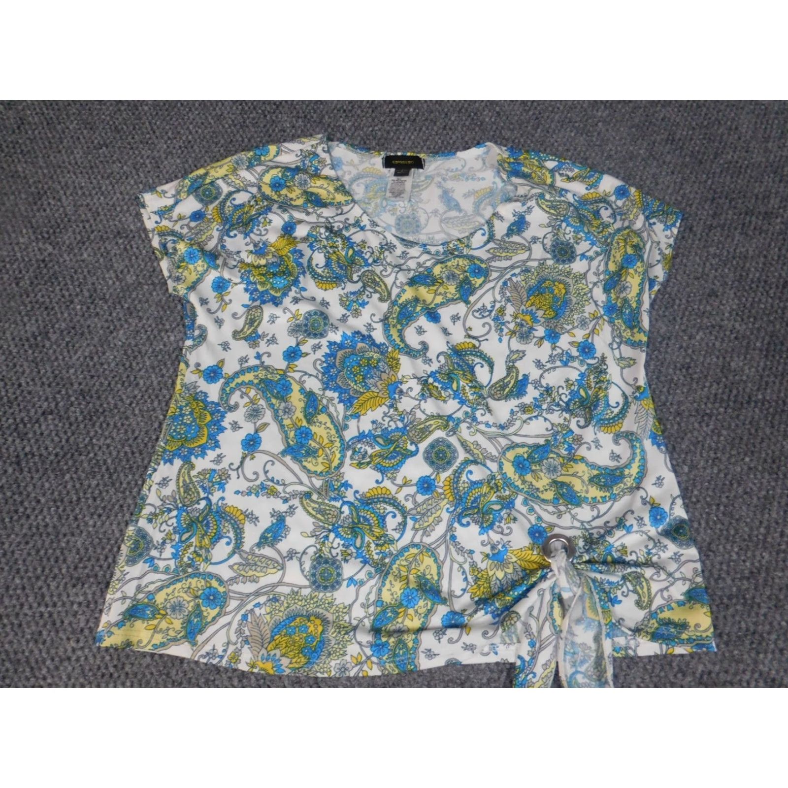 Vintage Espresso Blouse Womens Small Green floral pullover Size S / US 4 / IT 40 - 2 Thumbnail