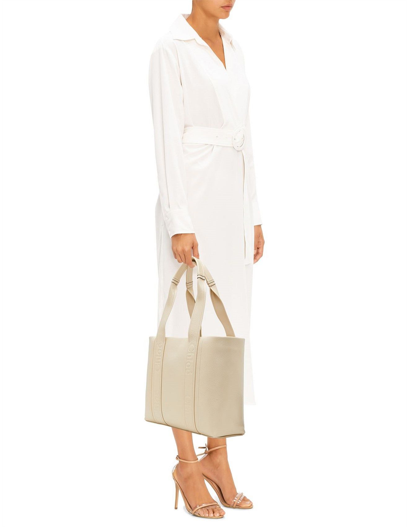 Chloe oc11z0525 Size: OS / Medium Woody Tote Bag in Beige Size ONE SIZE - 6 Thumbnail